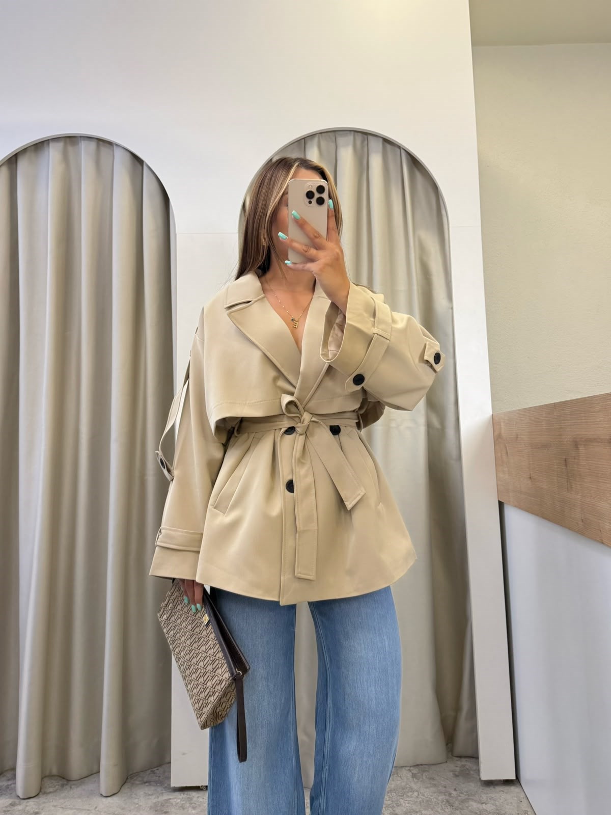 Bronx Vizon Premium Kumaş Kuşaklı Trençkot