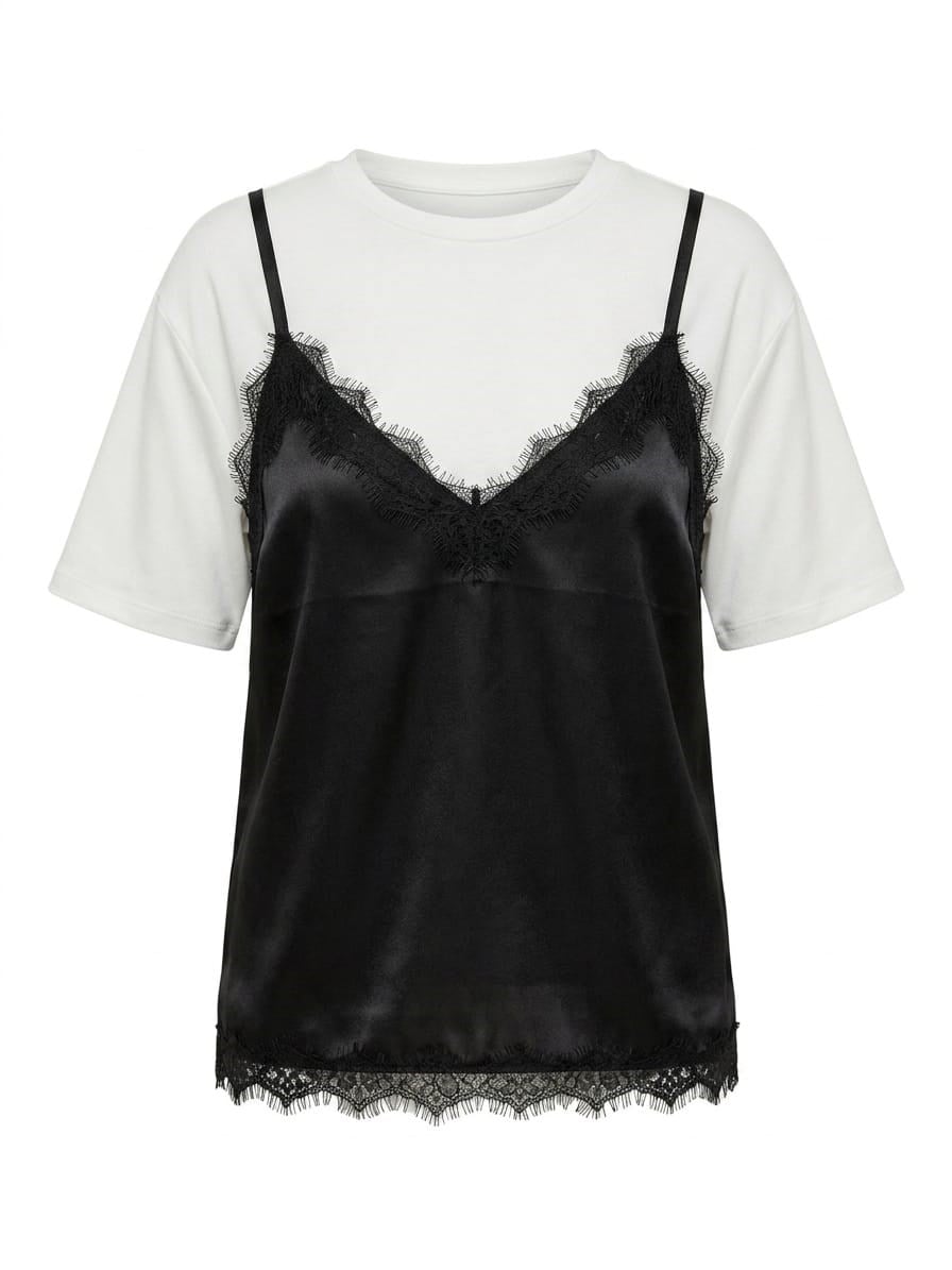 Riya Beyaz Modal Saten Tshirt