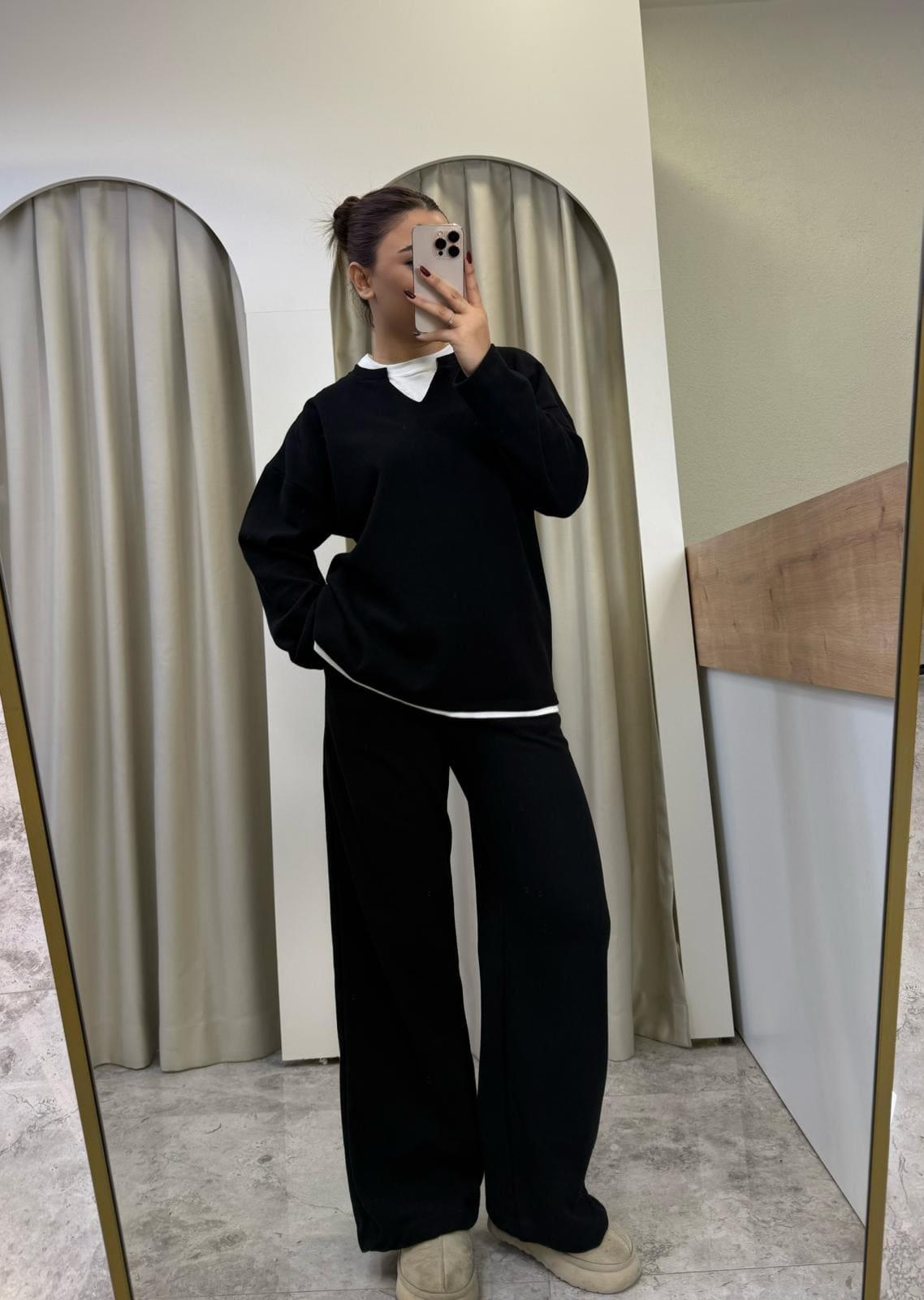 Selanik Kumaş Basic Takım-SİYAH