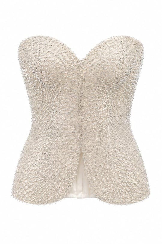 Vital Ekru Boncuklu Korse