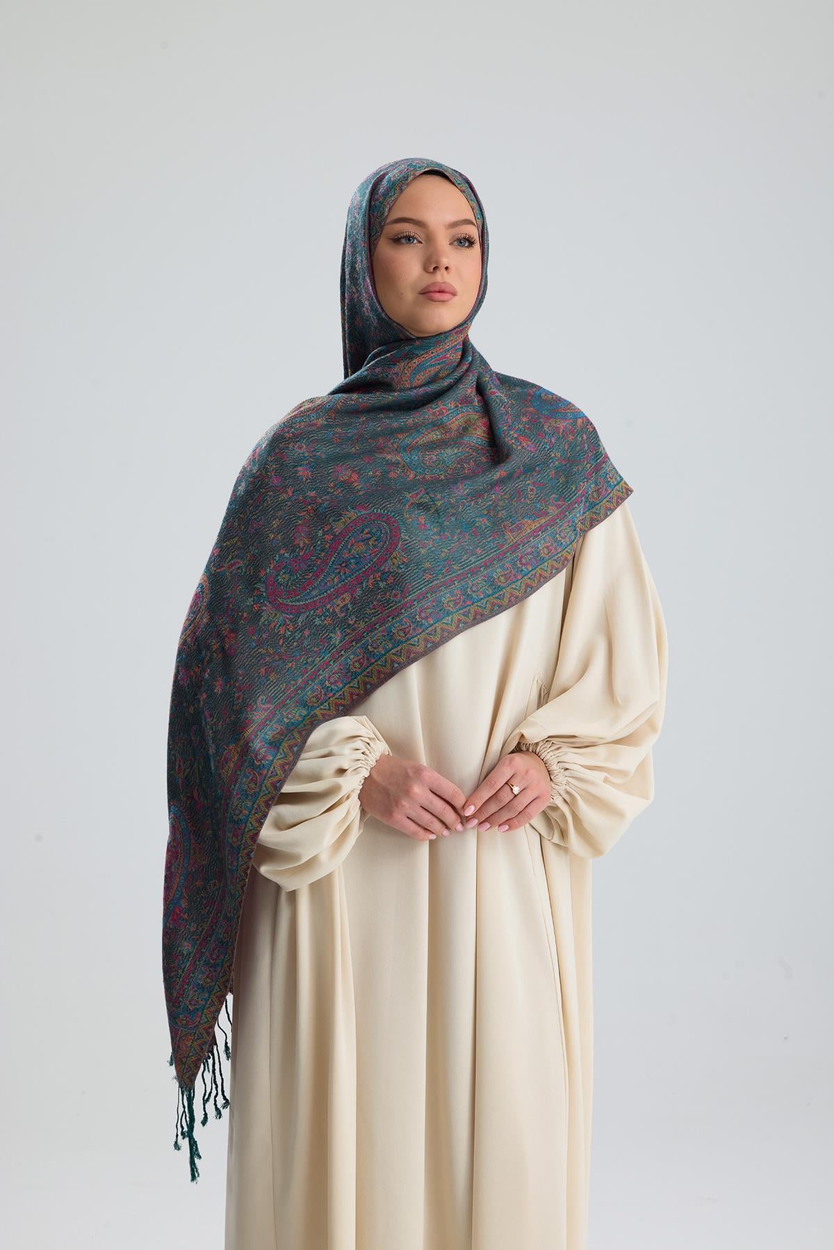 Cashmere Collection - Dark Olive / Dokuma Kaşmir Şal (Yeni Sezon)