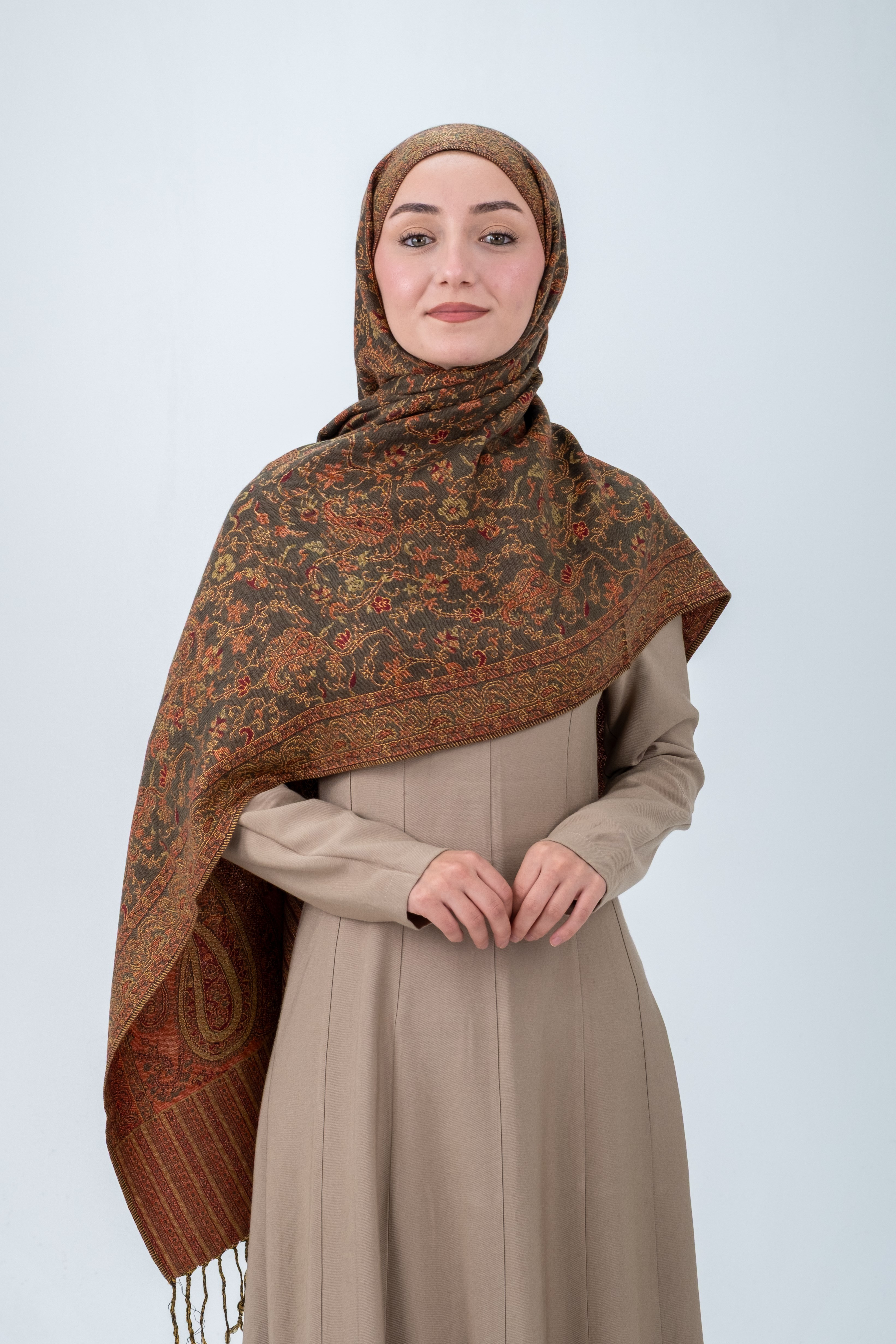Royale Passage Serisi - Cinnamon Reverie - Cashmere Collection / Dokuma Kaşmir Şal