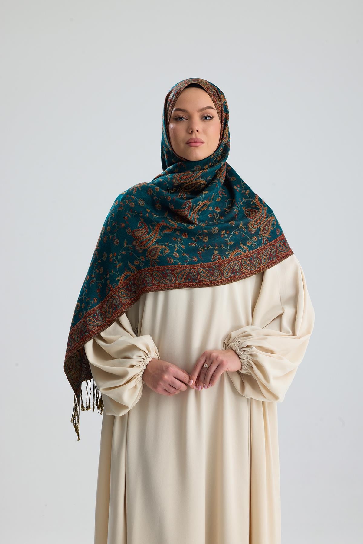 Royale Passage Serisi - Imperial Turquoise - Cashmere Collection / Dokuma Kaşmir Şal