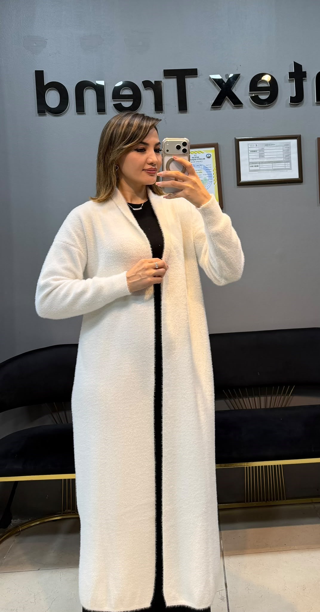Triko alpaka uzun abaya  Beyaz renk 