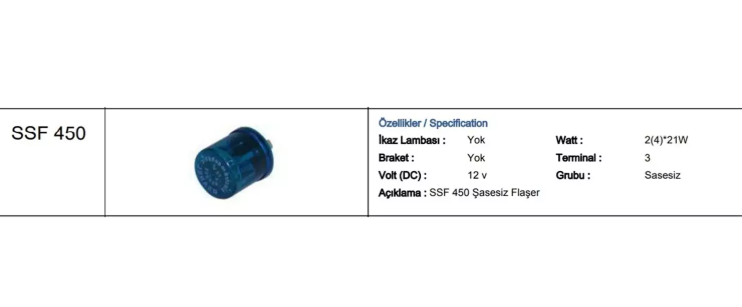 12V ŞASESİZ flaşer (x,L,P) Şeffaf silindir kutu