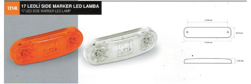 17 LED SİDEMARKER DORSE LAMBASI SARI  BRAKETLİ