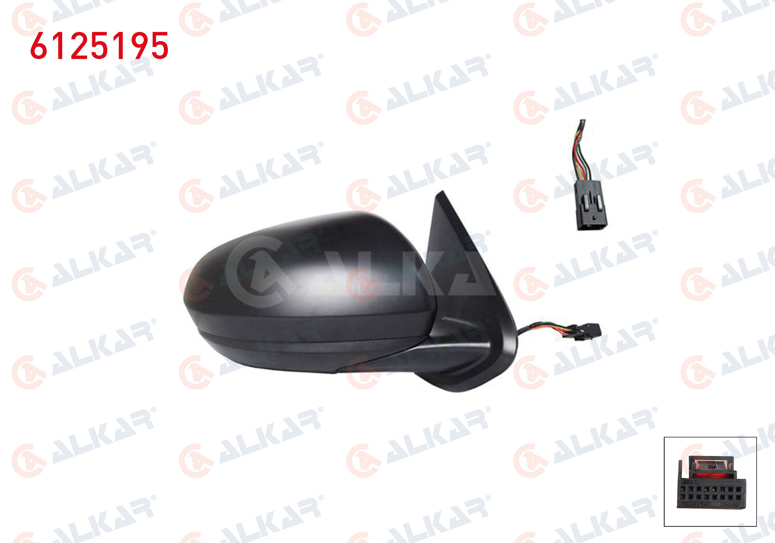 ALKAR 6125195 | Dış Dikiz Aynası Sol Elektrikli Isıtmalı 5 Pin Dacia Duster 2017 -
