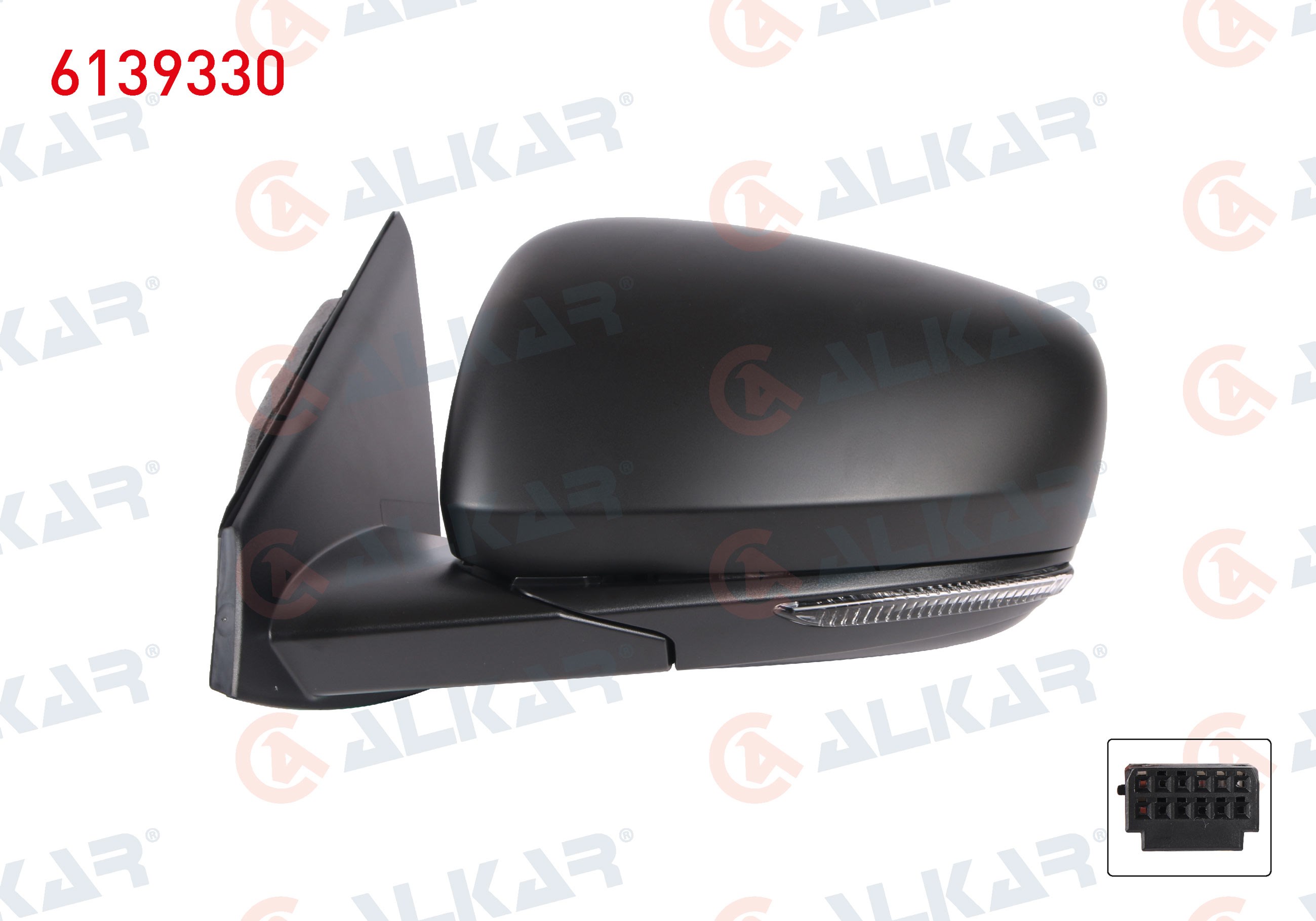 ALKAR 6139330 | Dış Dikiz Aynası Sol Elektrikli Isıtmalı Asferık Astarlı Sinyalli 7 Pin Renault Kadjar 2015 -