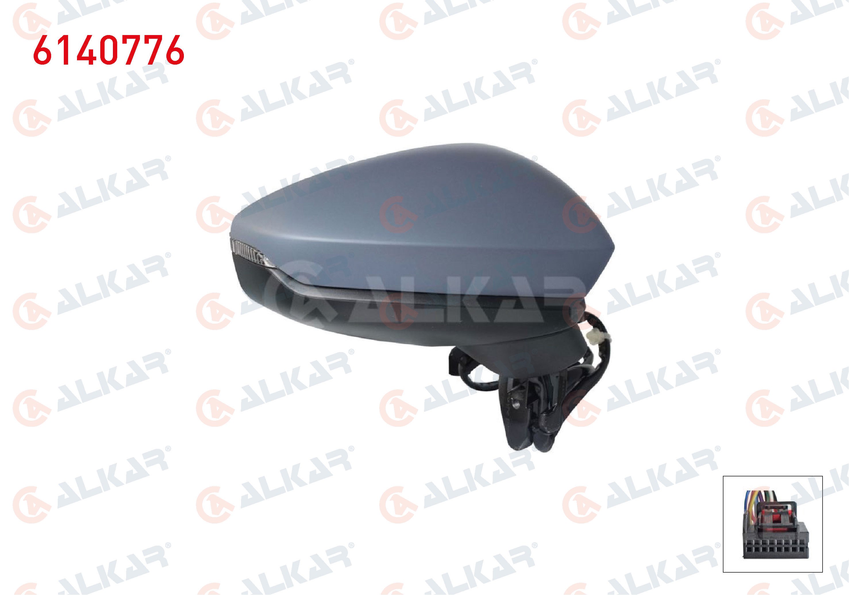 ALKAR 6140776 | Dış Dikiz Aynası Sağ Elektrikli Isıtmalı Astarlı Sinyalli Ledlı 6 Pin Audi A3 Sportback 2019 -