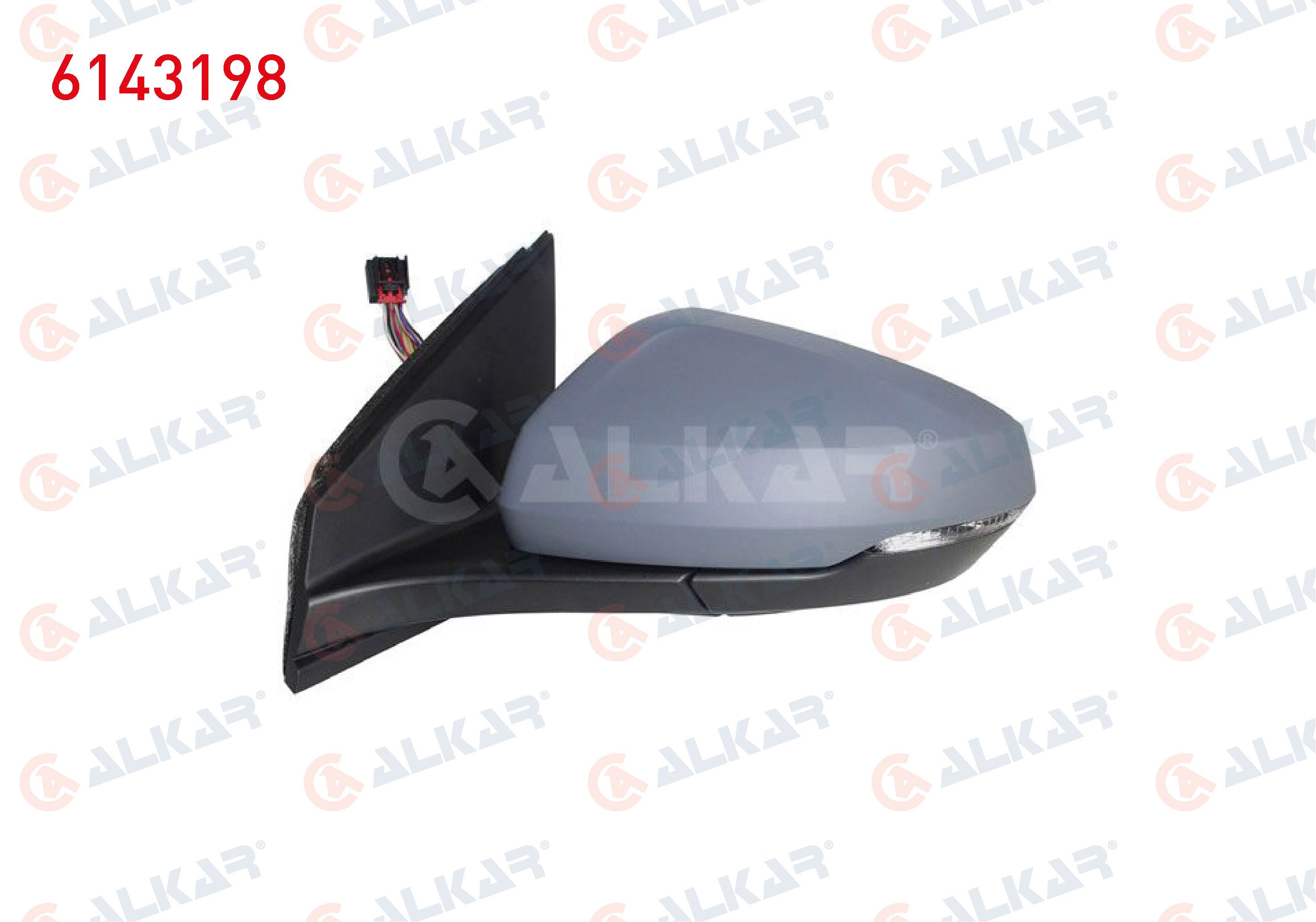 ALKAR 6143198 | Dış Dikiz Aynası Sol Elektrikli Asferık Isıtmalı Astarlı Otomatik Katlanır Sinyalli 8 Pin Volkswagen Polo (Aw1, Bz1) 2017 -