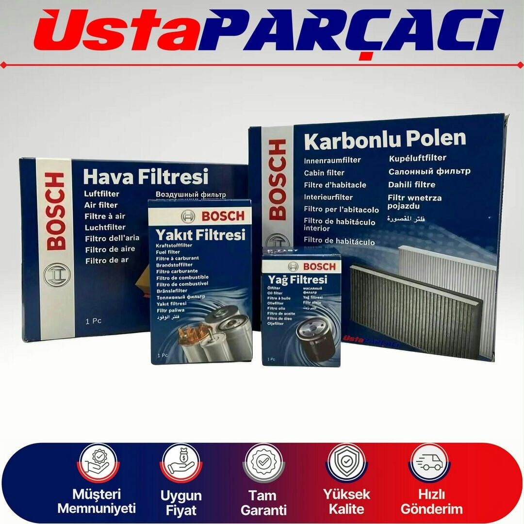 Bosch Audi A3 1.9 Tdi Dizel Filtre Bakım Seti 1997-2003 Hava+Yağ+Yakıt+Karbonlu Polen ATD-AXR-AHF-ASV-AGR-ALH-ASZ