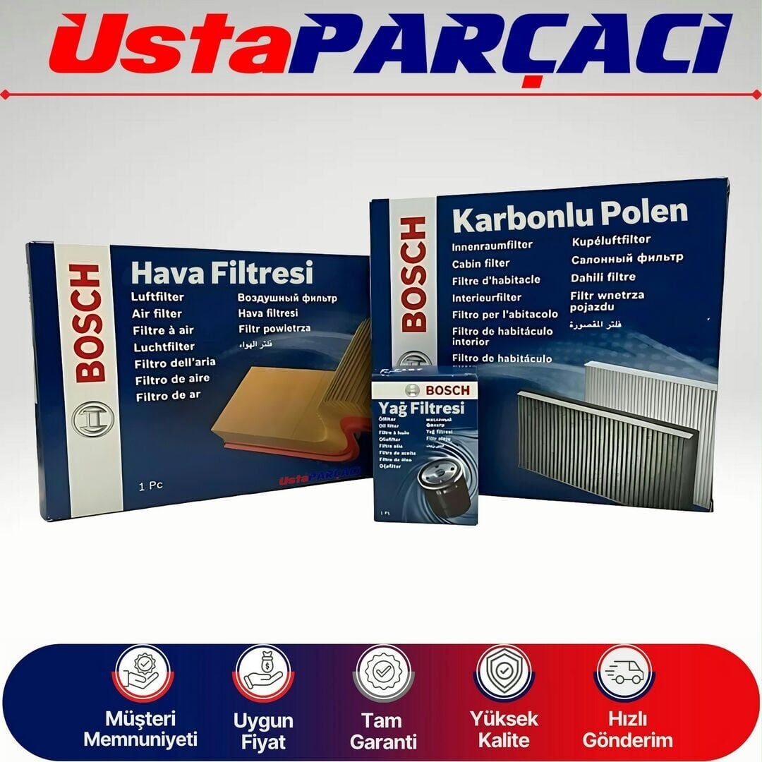 Bosch BMW 3 Serisi E46 3.16ti Filtre Bakım Seti 2002-2005 Hava+Yağ+Karbonlu Polen