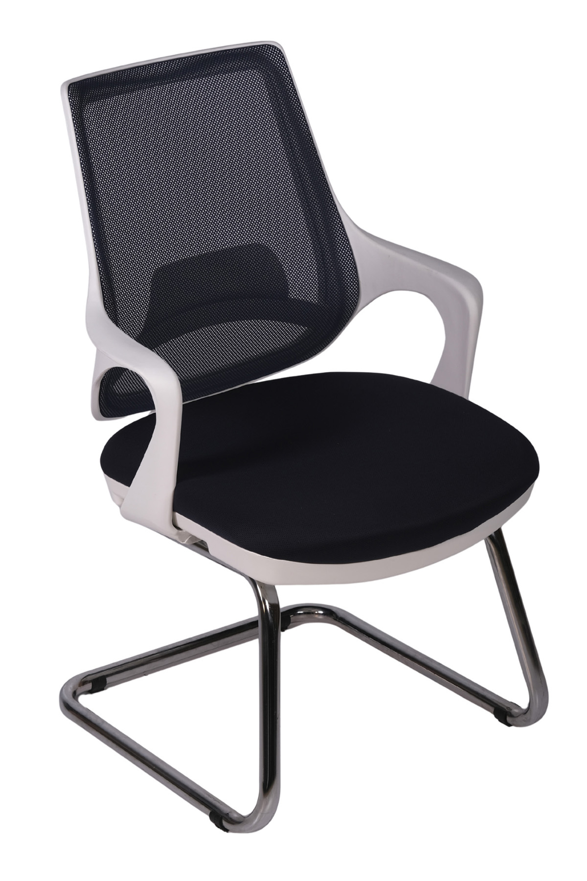Ofisbazaar Buya Beyaz Fileli Misafir Koltuğu | Ergonomik Toplantı ve Bekleme Koltuğu Siyah Fileli