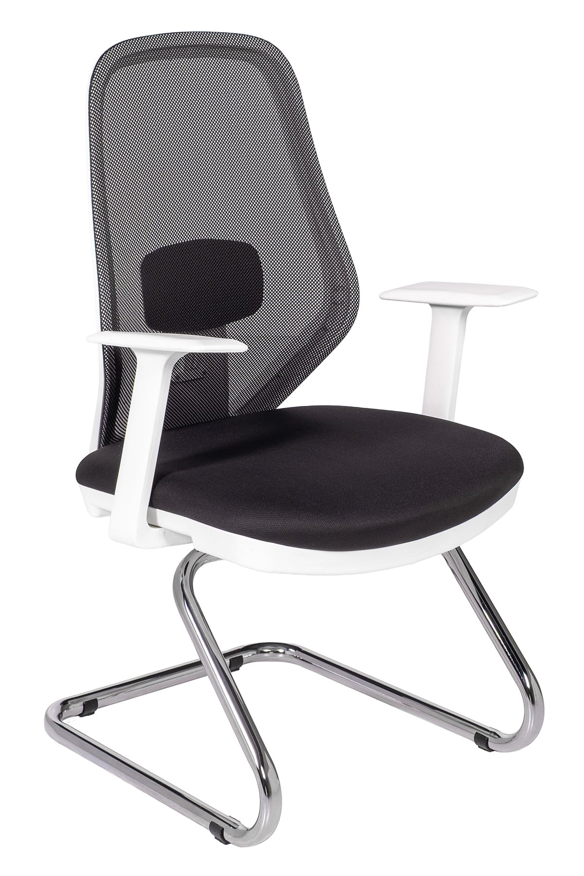 Ofisbazaar Dali Beyaz Fileli Misafir Koltuğu | Ergonomik Toplantı ve Bekleme Koltuğu Siyah fileli