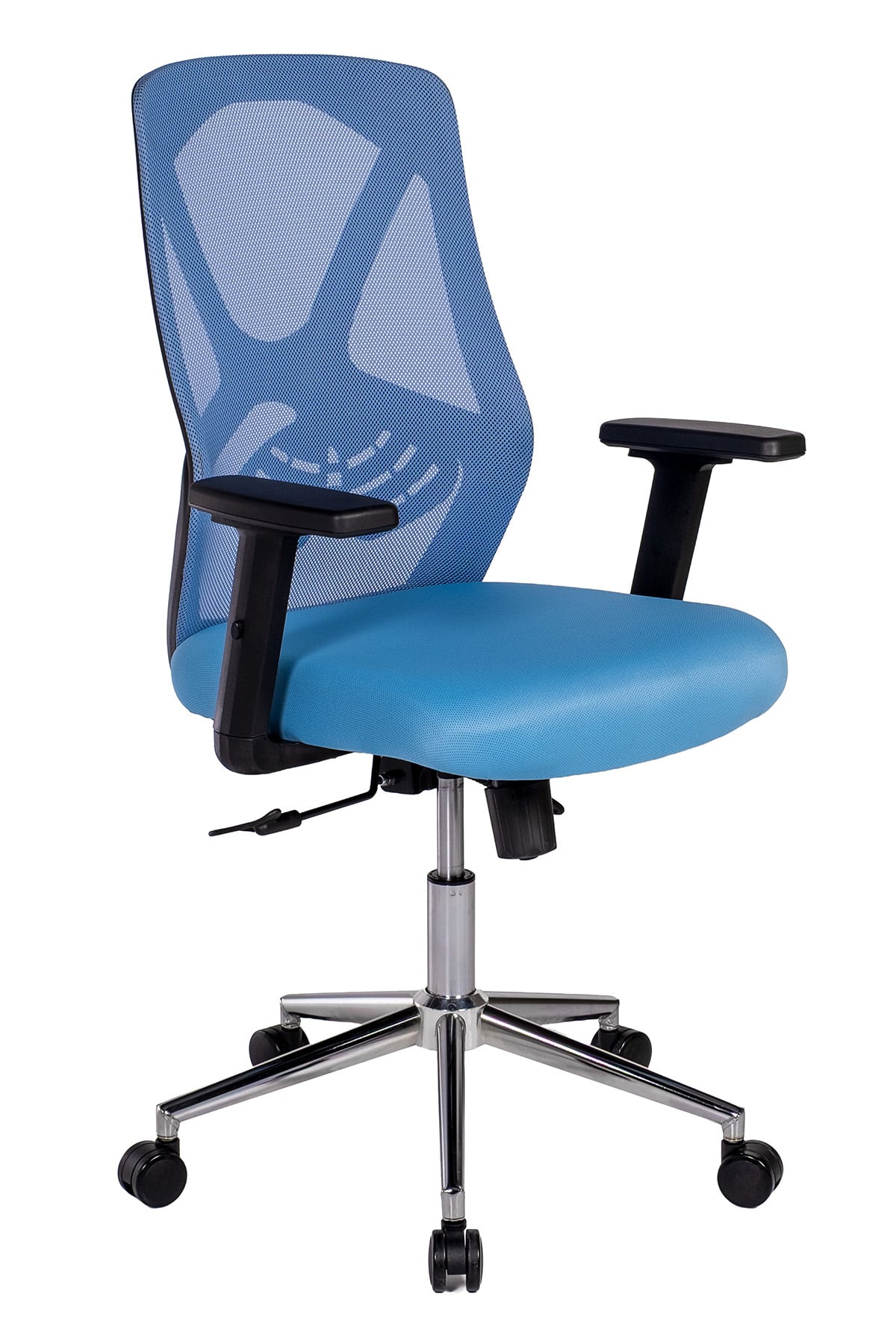 Ofisbazaar Dolphin Siyah Fileli Çalışma Koltuğu | Ergonomik Şef ve Toplantı Koltuğu Açık Mavi