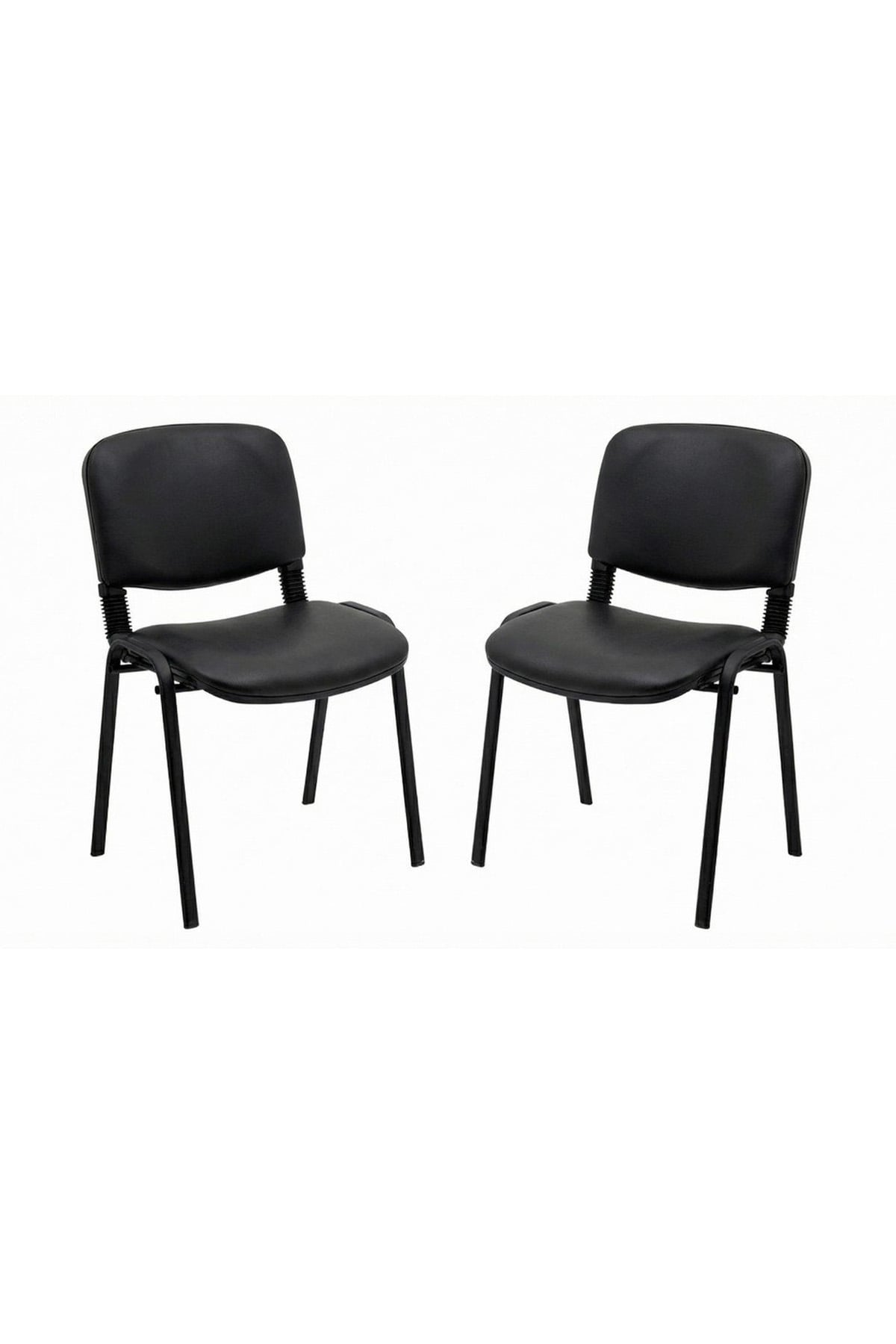 Ofisbazaar Form Siyah Misafir Sandalyesi 2'li Set | Dayanıklı Metal Ayaklı Bekleme Sandalyesi Siyah