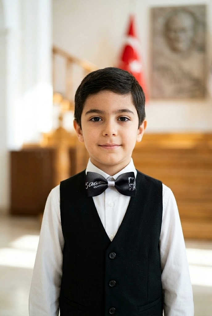 Erkek Siyah Atatürk Imzalı Ve Silüetli 29 Ekim / 23 Nisan / 10 Kasım Papyonu (İĞNELİ)-Eliya Clips