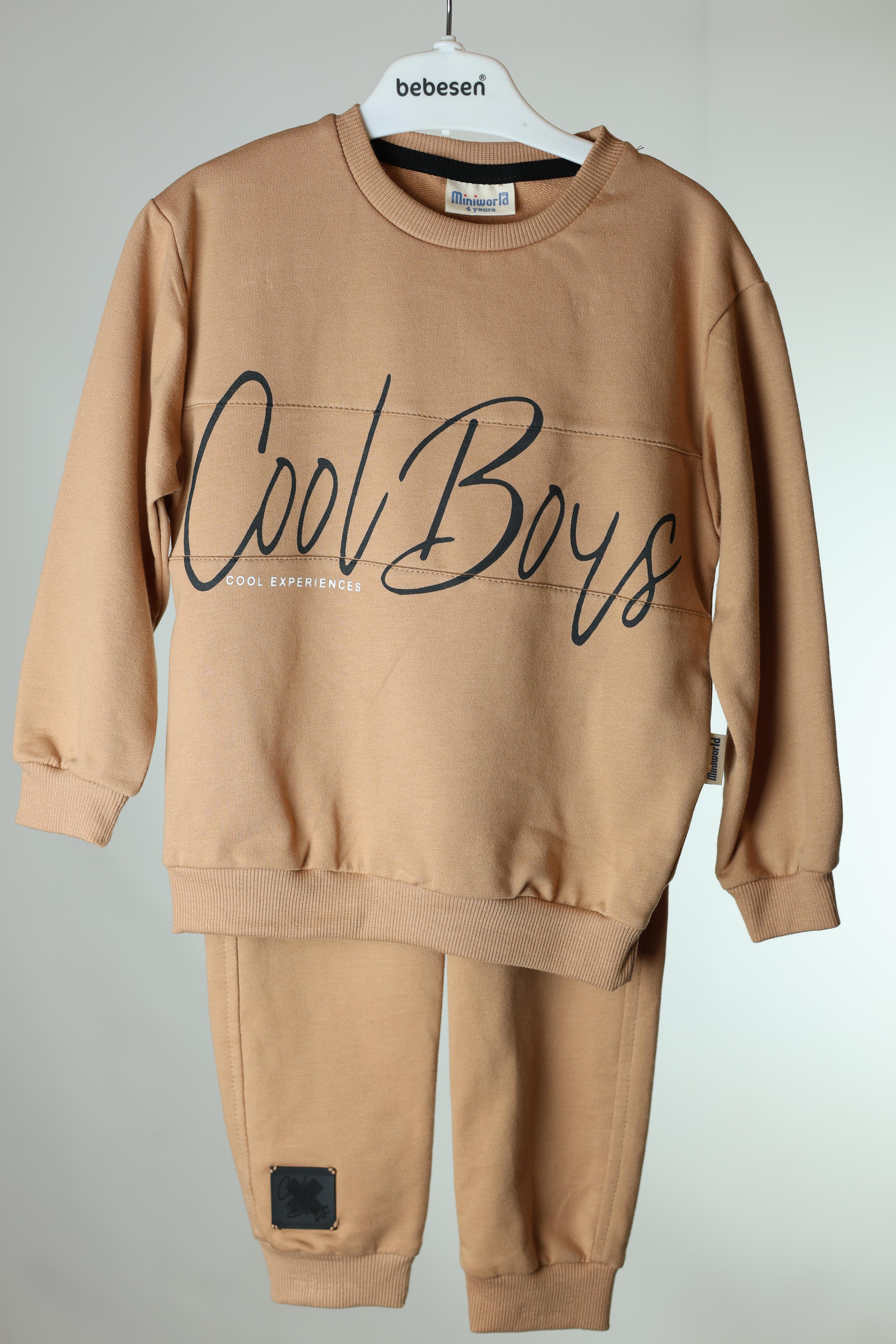 Erkek ÇocukCool Boys Baskılı Uzun Kollu Erkek İkili Takım - 3-6 Yaş - Kahverengi