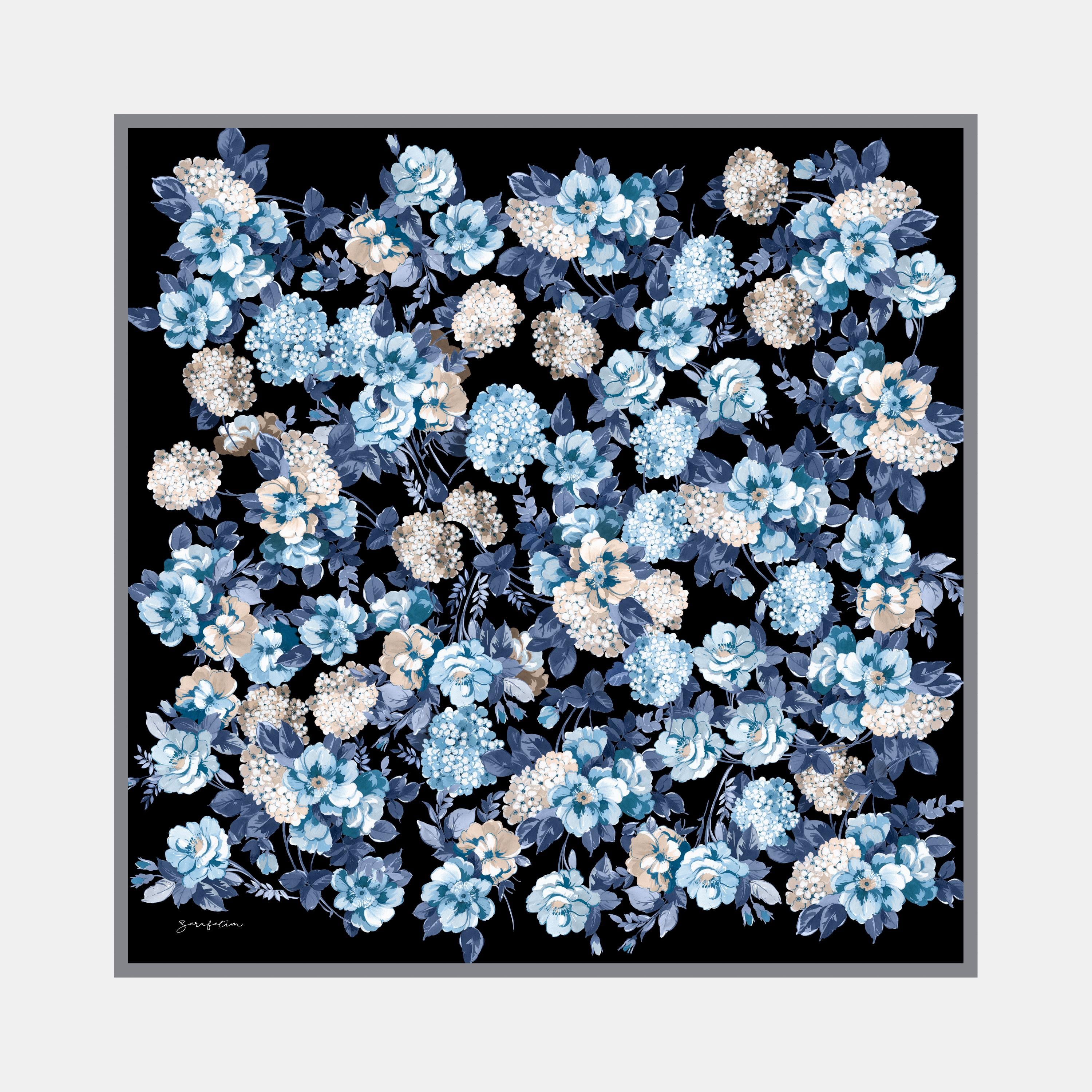 Hydrangea Garden Desen İpek Twill Eşarp