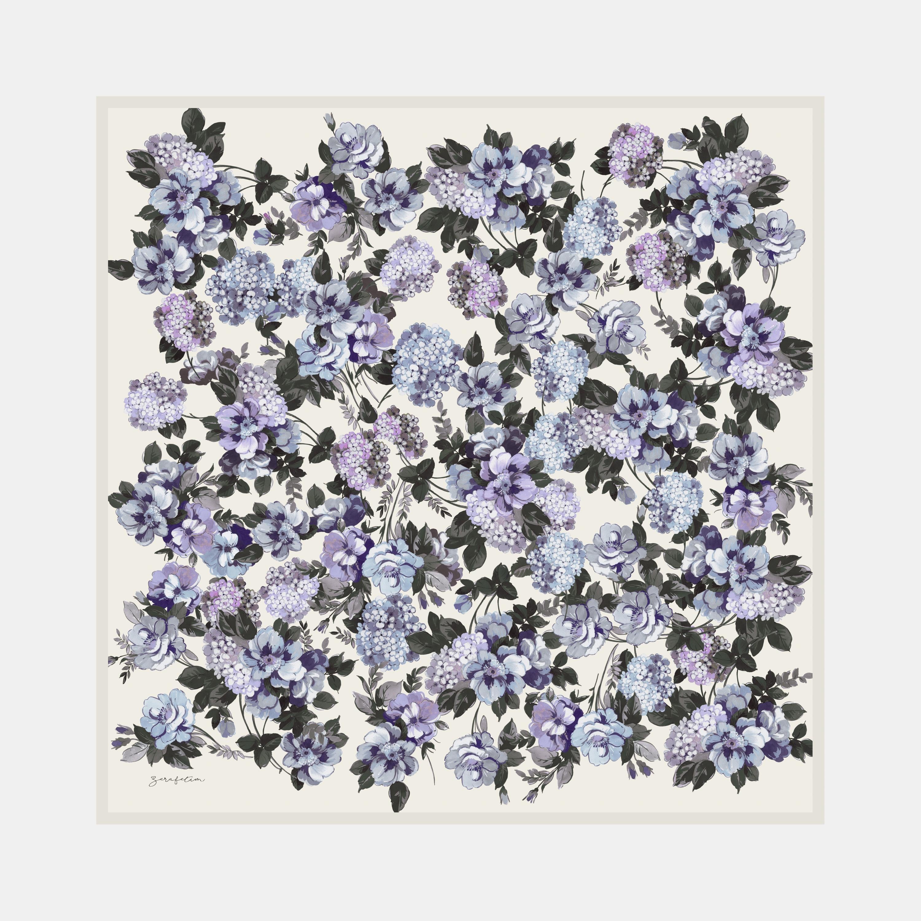 Hydrangea Garden Desen İpek Twill Eşarp