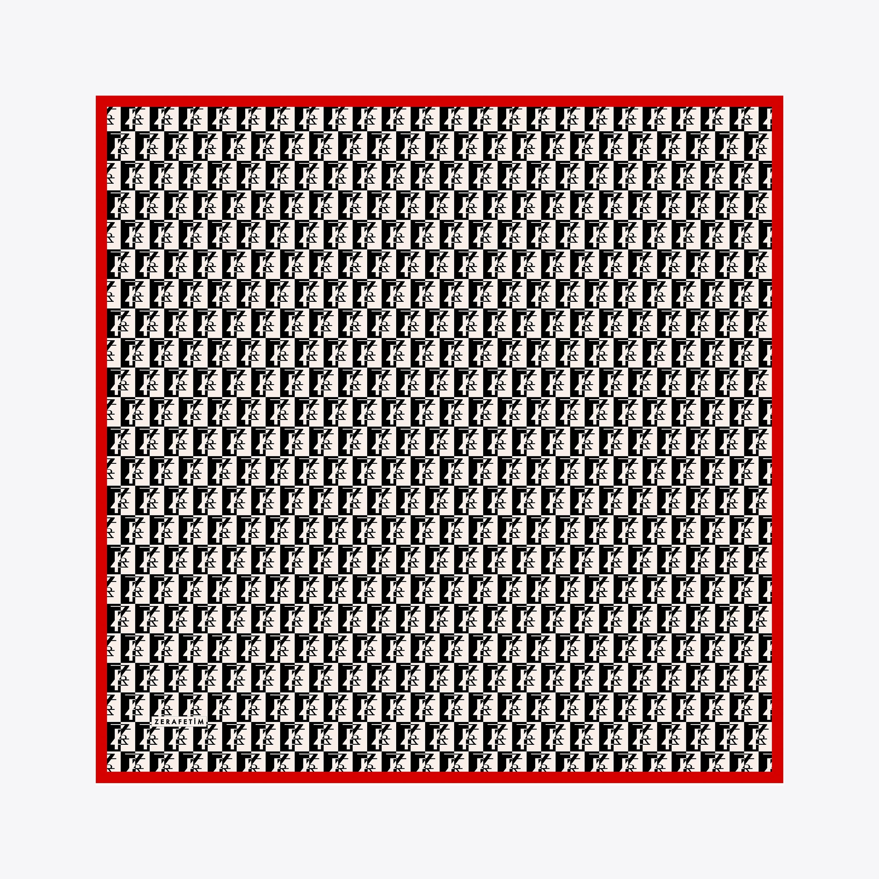 Zrf Monogram Desen İpek Twill Eşarp