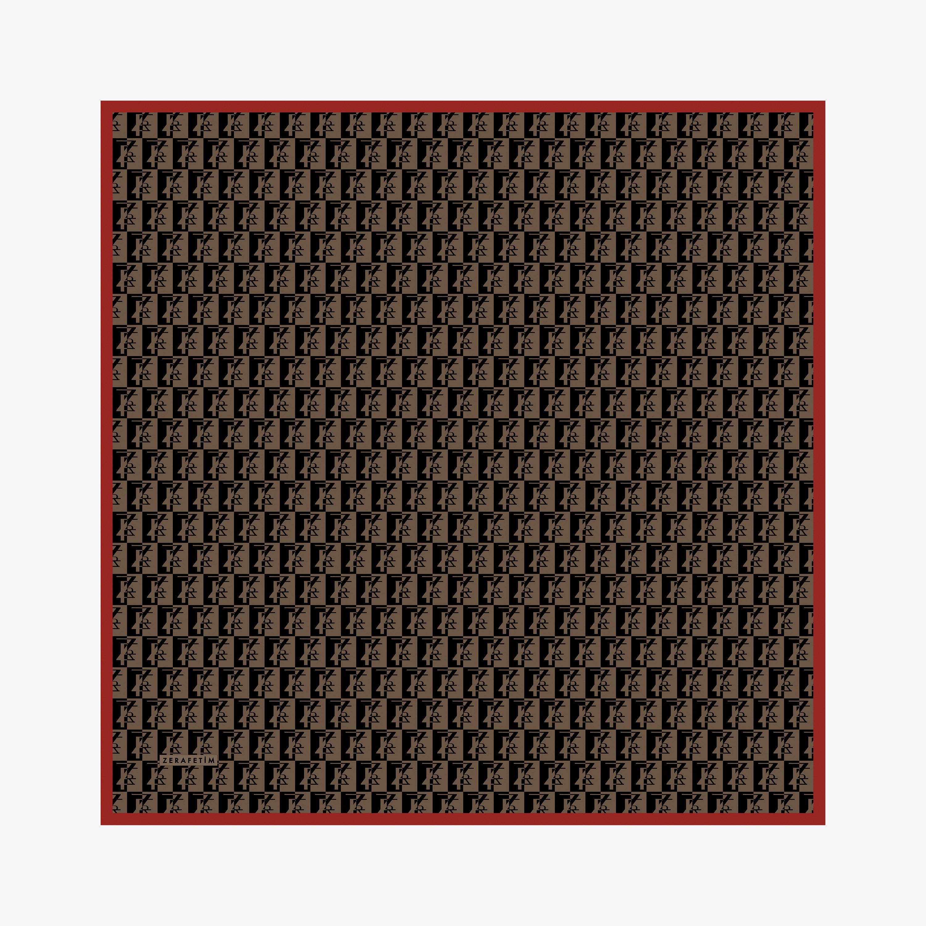 Zrf Monogram Desen İpek Twill Eşarp