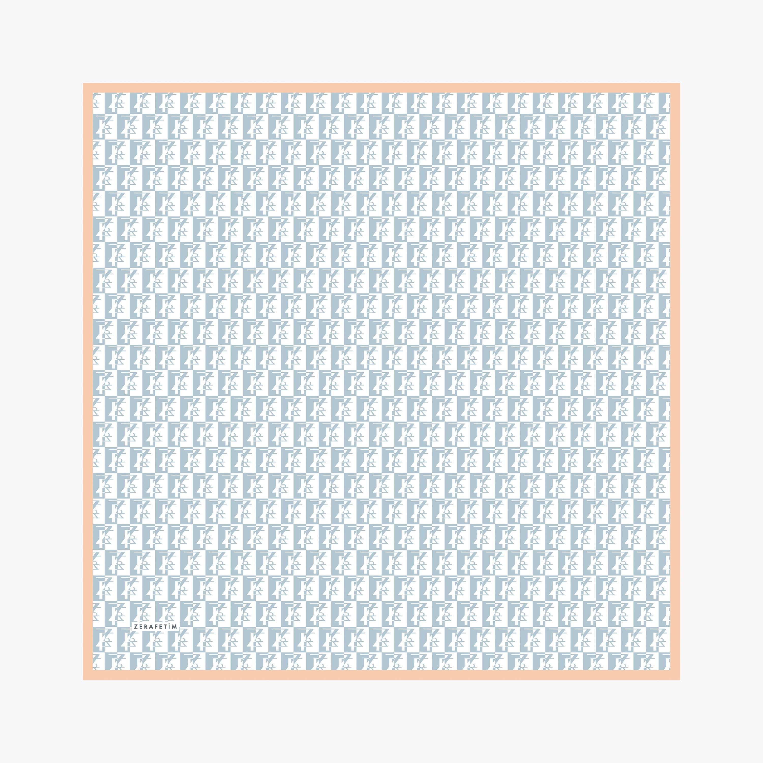 Zrf Monogram Desen İpek Twill Eşarp