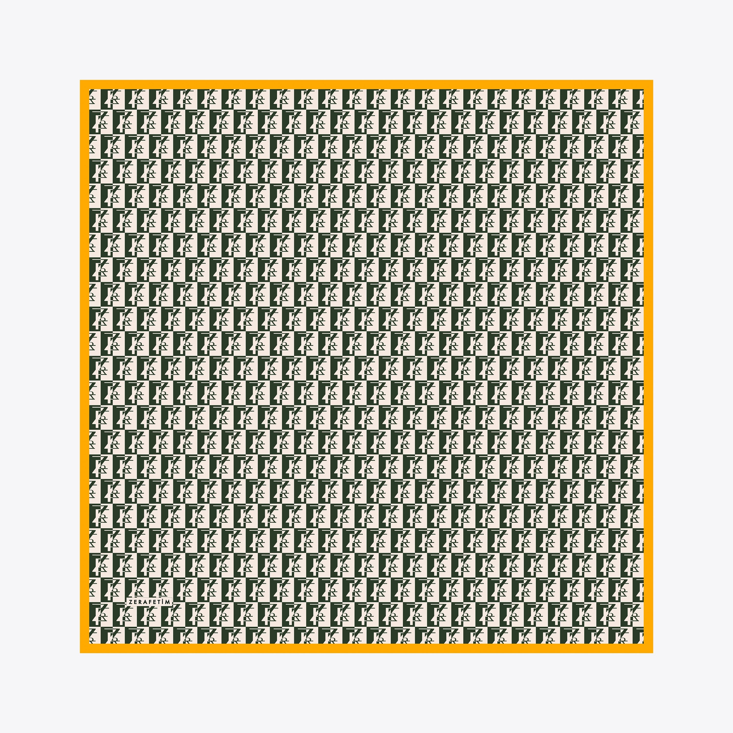 Zrf Monogram Desen İpek Twill Eşarp