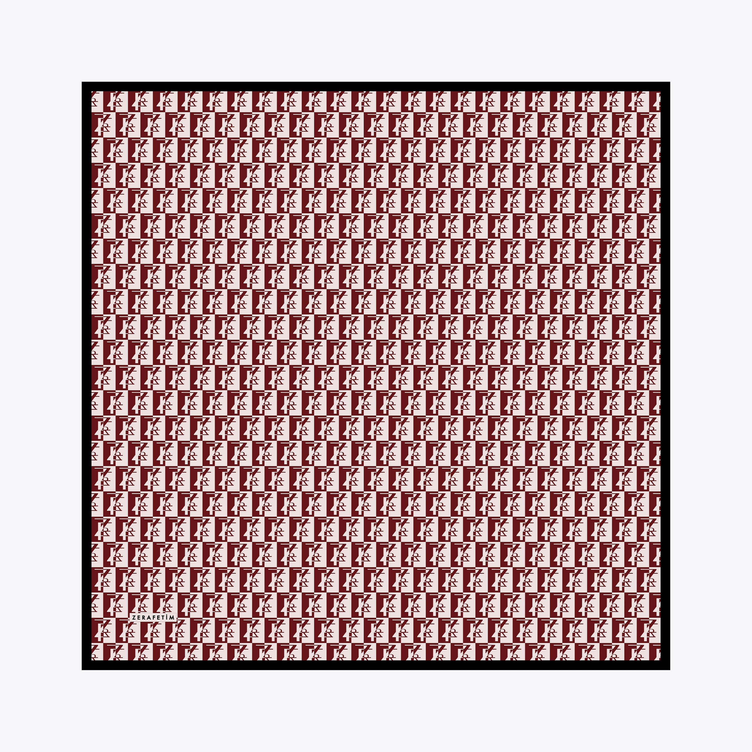 Zrf Monogram Desen İpek Twill Eşarp