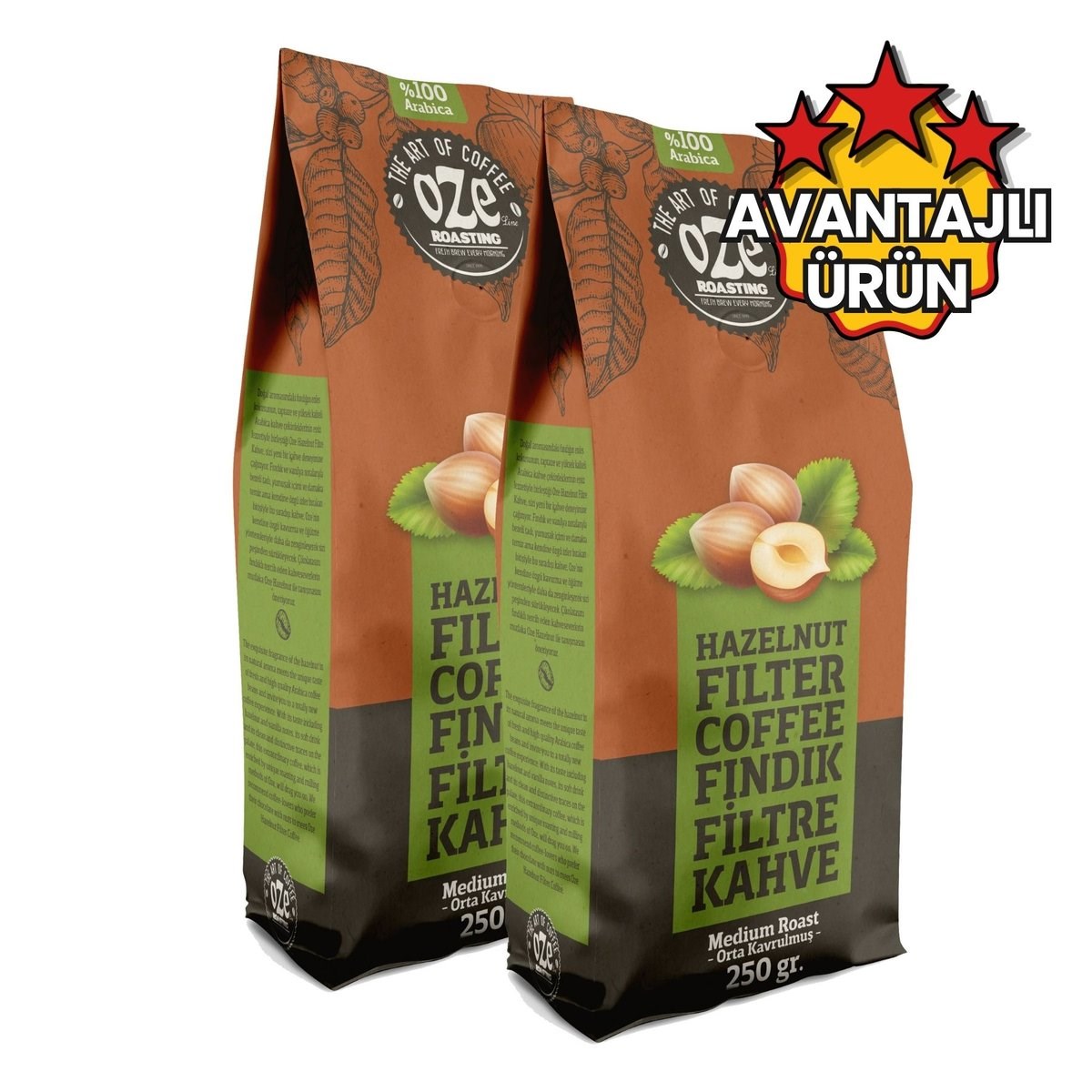 Fındık Aromalı Filtre Kahve 2 x 250 g-Aromalı Filtre Kahveler