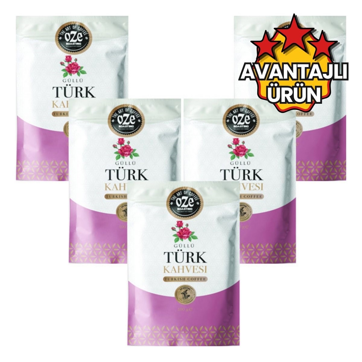 Gül Aromalı Türk Kahvesi 5 x 100 g-Aromalı Türk Kahvesi