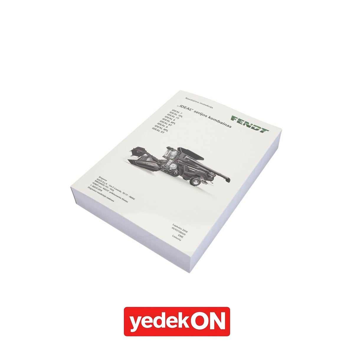 AGCO 7 / 8 / 9 IDEAL Kombine Operasyon veya Servis Kılavuzu - Massey Ferguson / Fendt / Valtra | ACX2738420
