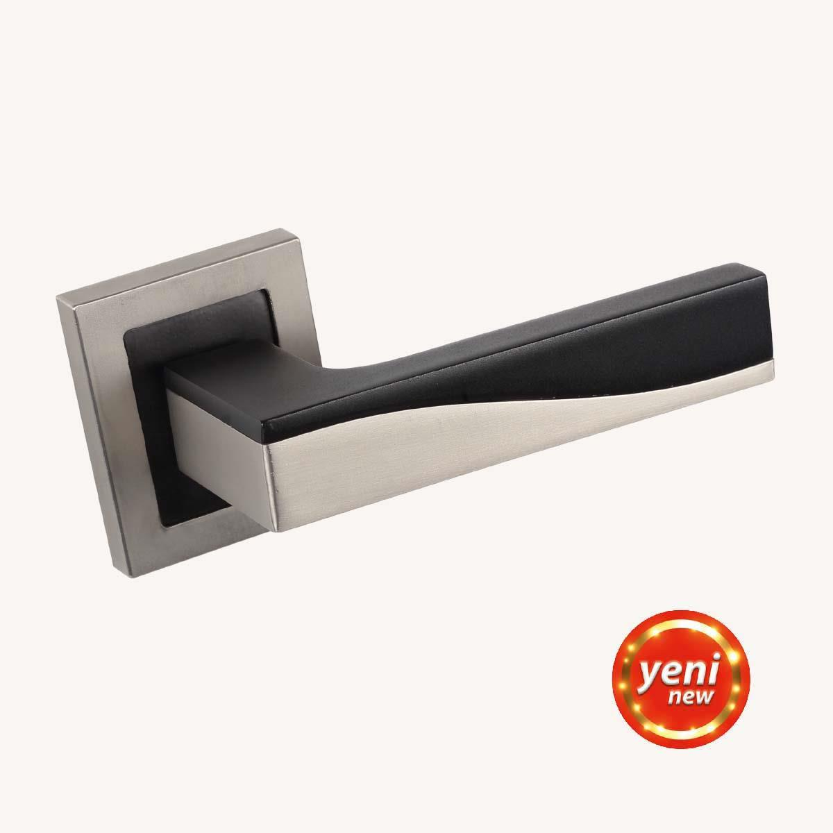 Sofuoğlu Derya Çelik Kare Rozetli Oda Kapı Kolu (Boyalı Mat Siyah Saten)