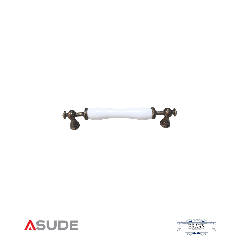 Eraks Tuğra Porselen Mobilya Kulpu (Eskitme Yalın, 160 mm)
