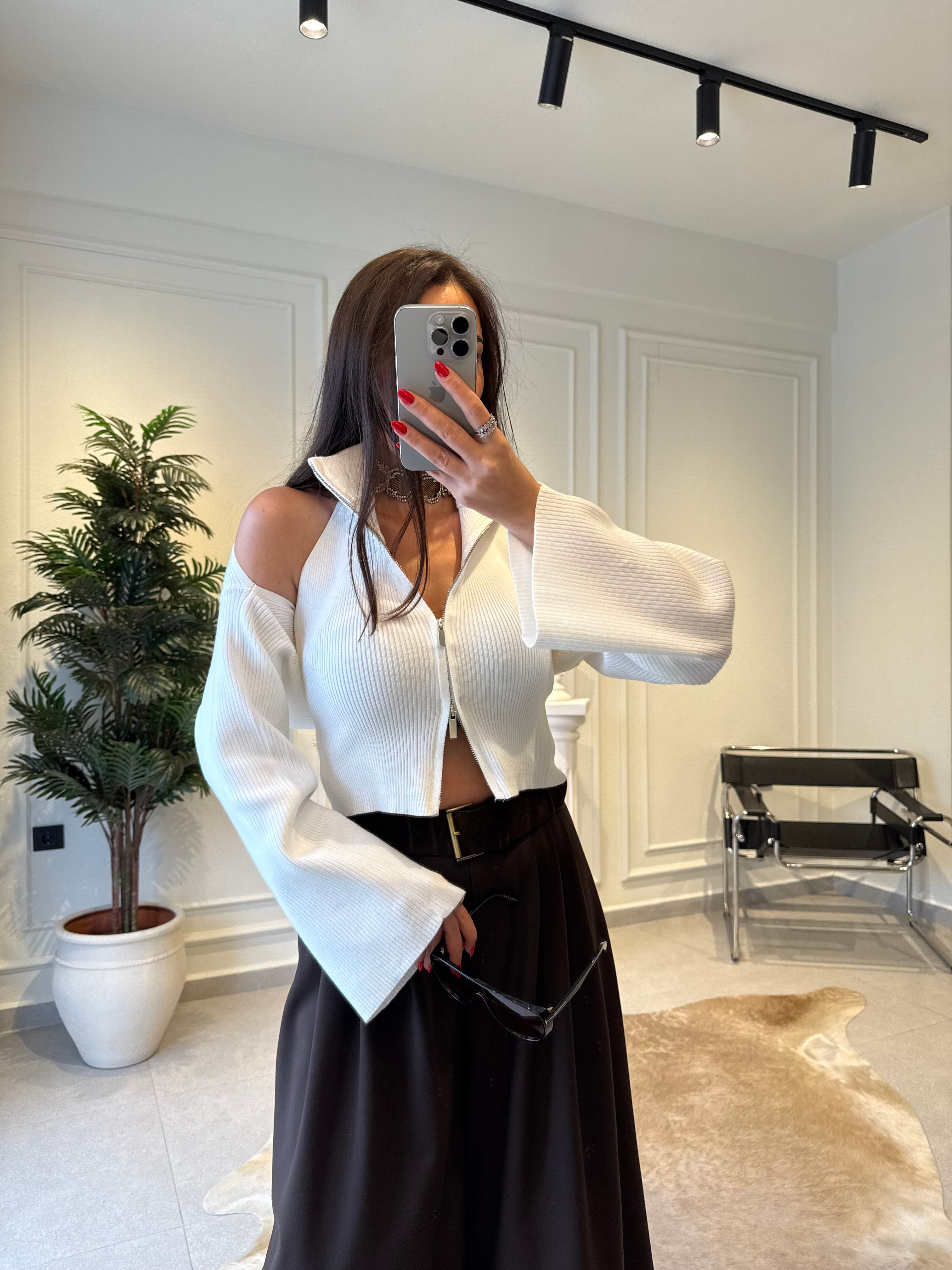 Beyaz Bolero İkili Takım