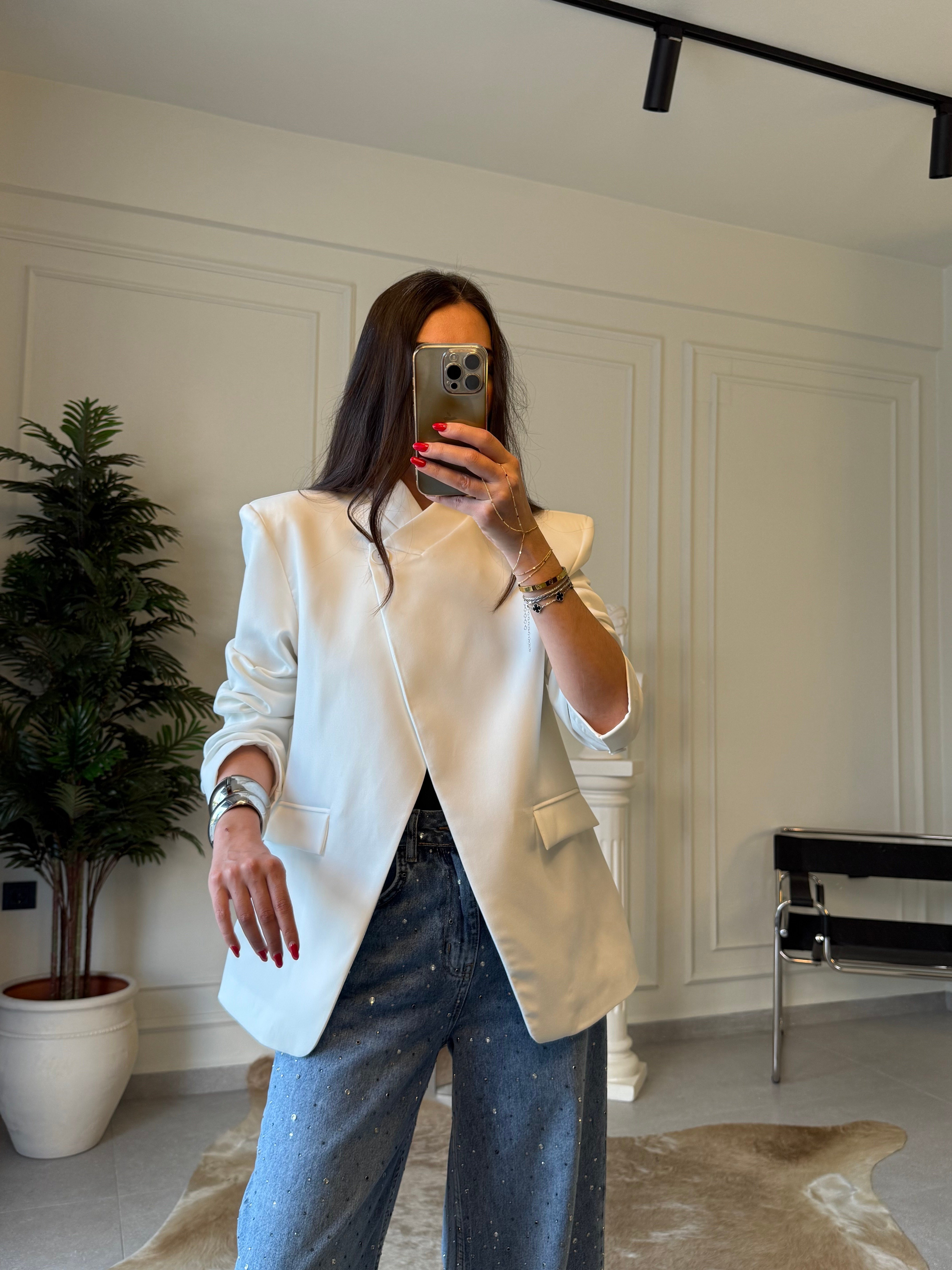 Beyaz Haarlem Blazer Ceket 