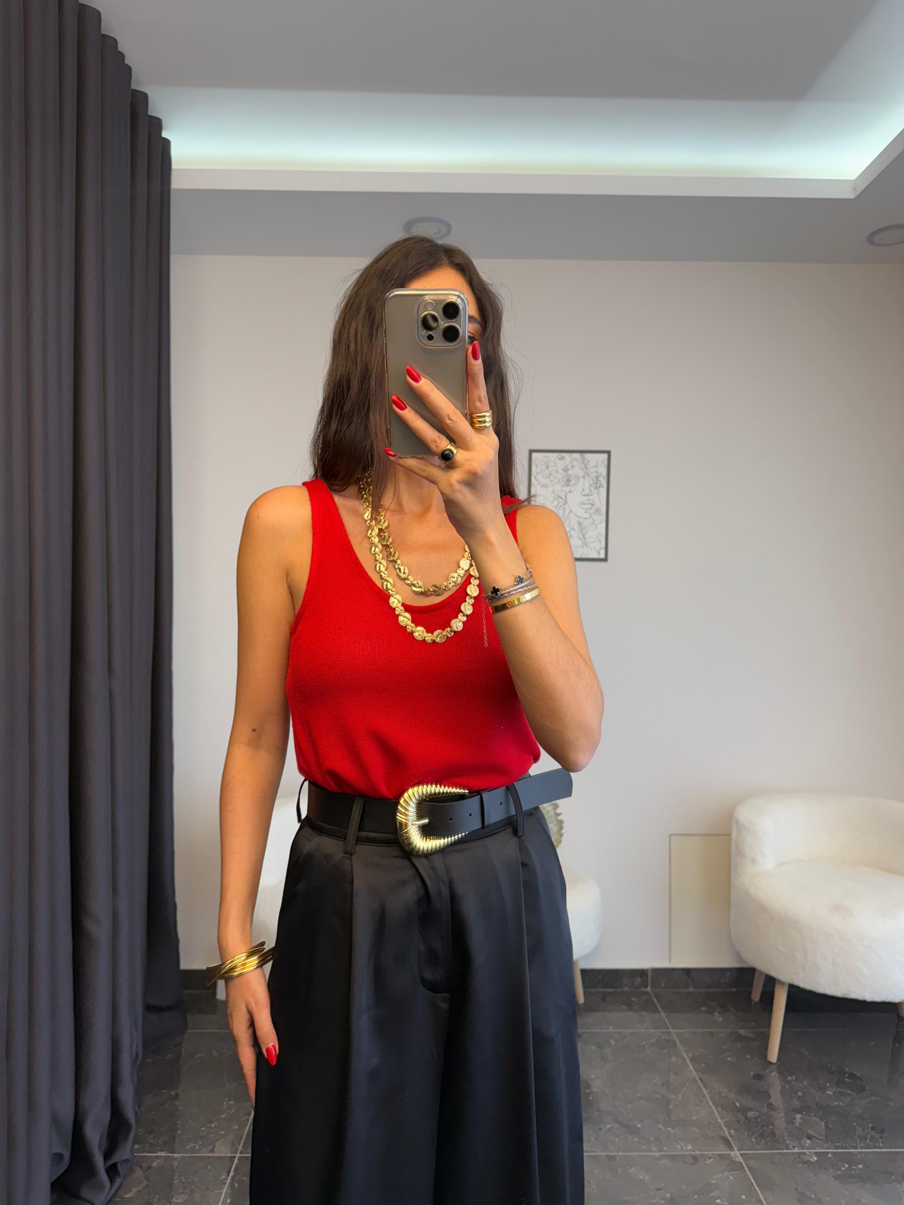 Kırmızı Basic Triko Atlet