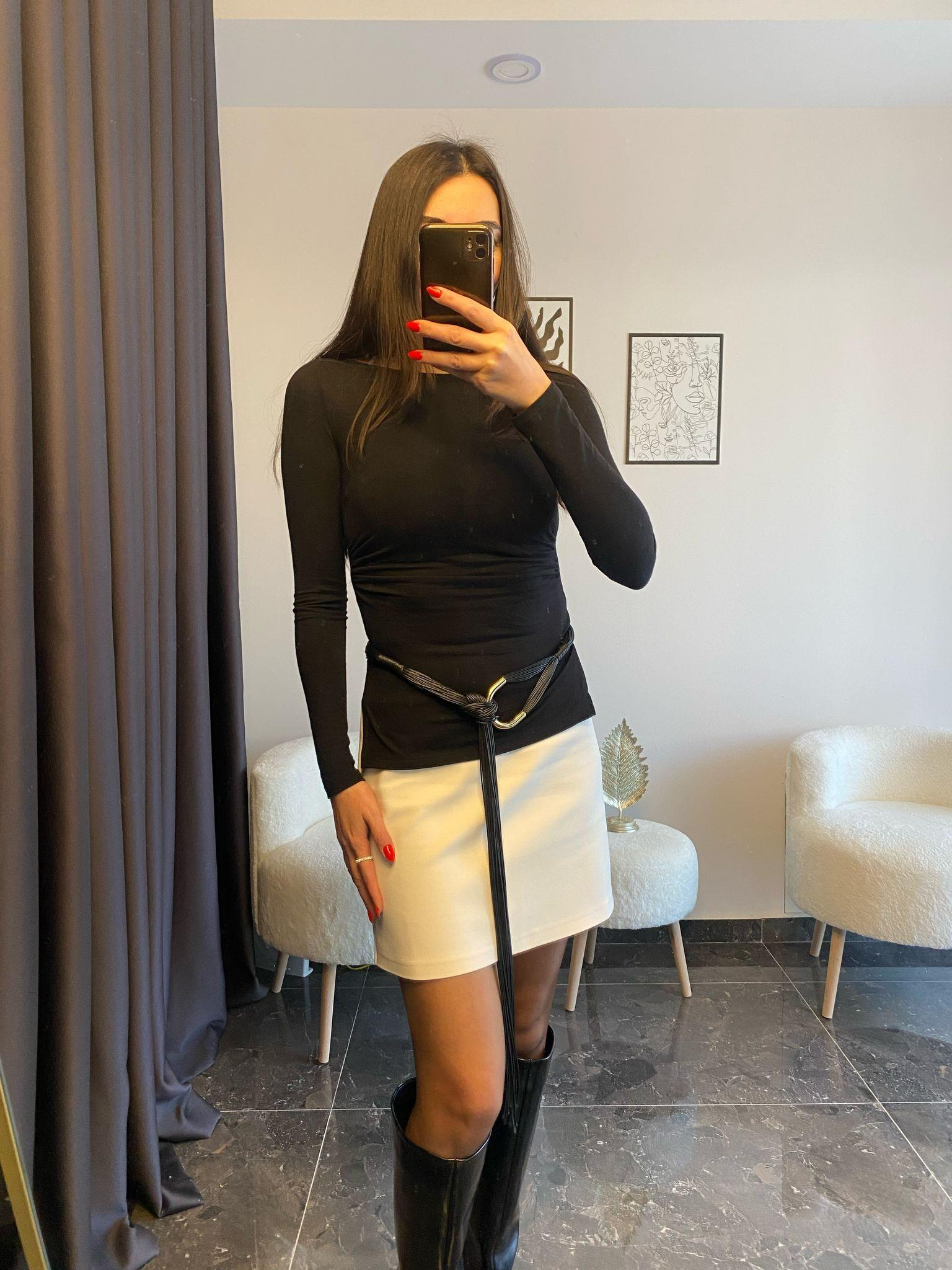 Massi Önden Drapeli Siyah Body