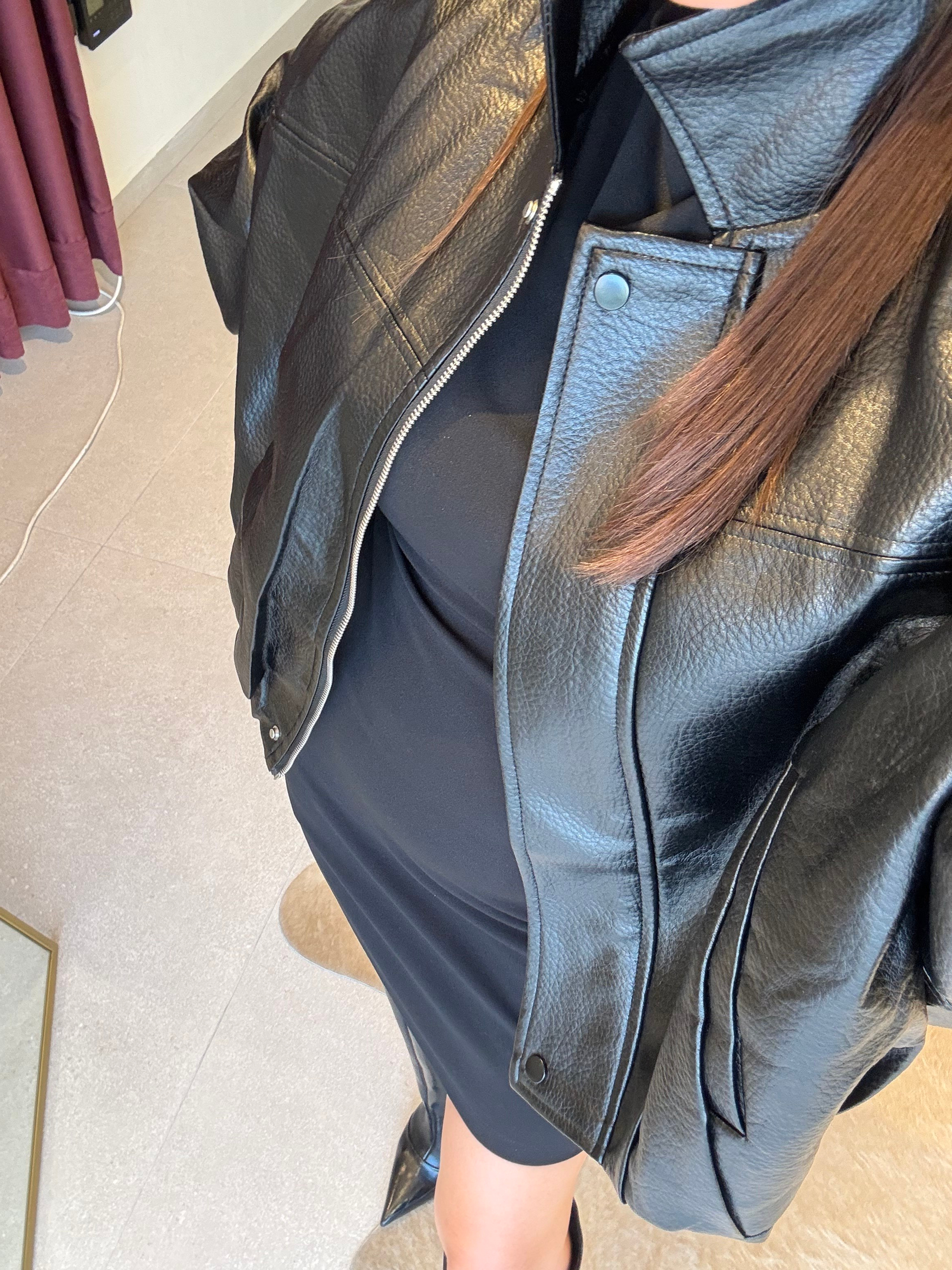 Siyah İthal Premium Kalite Bomber Deri Ceket