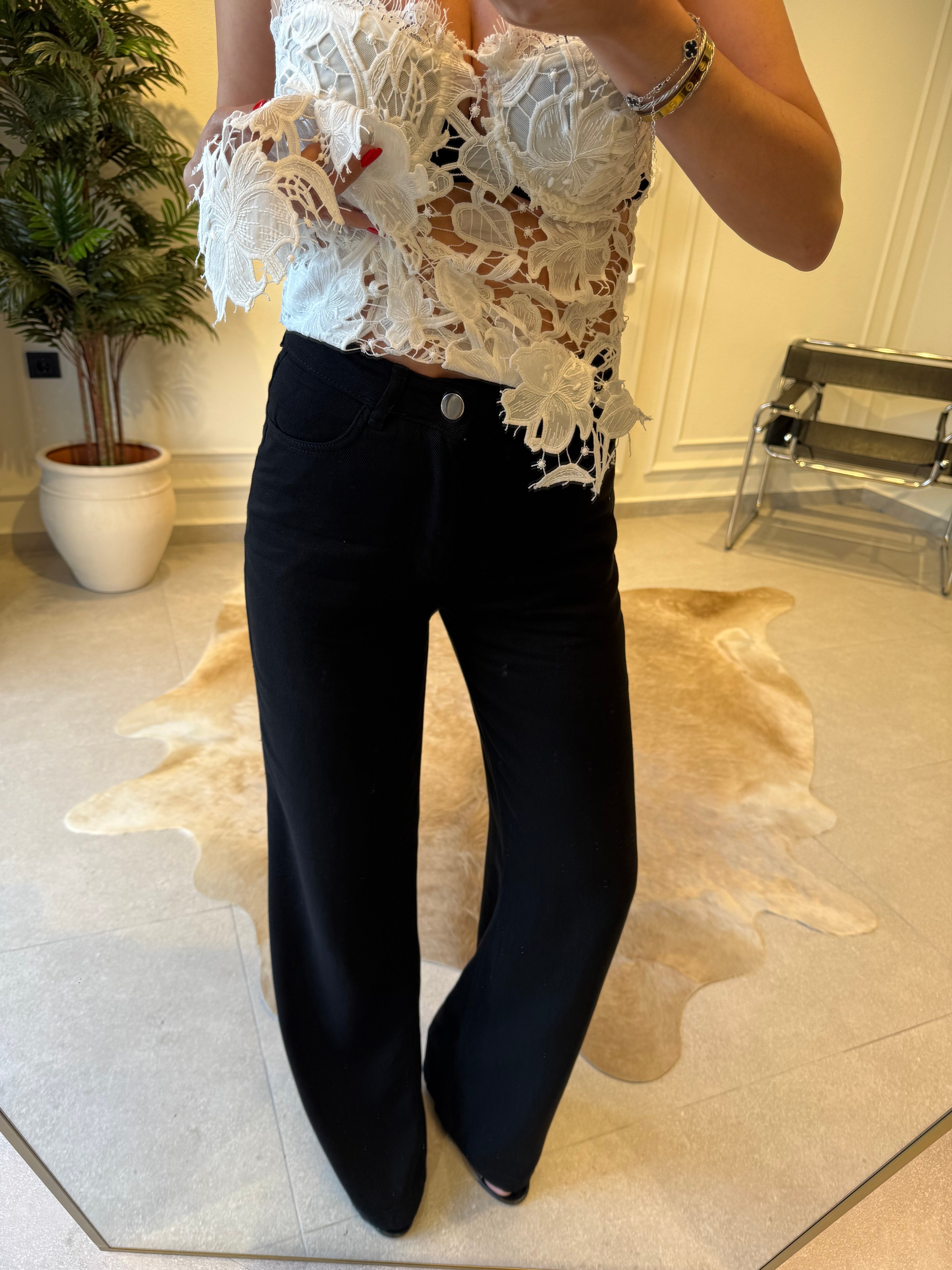 Siyah Straight Denim Pantolon