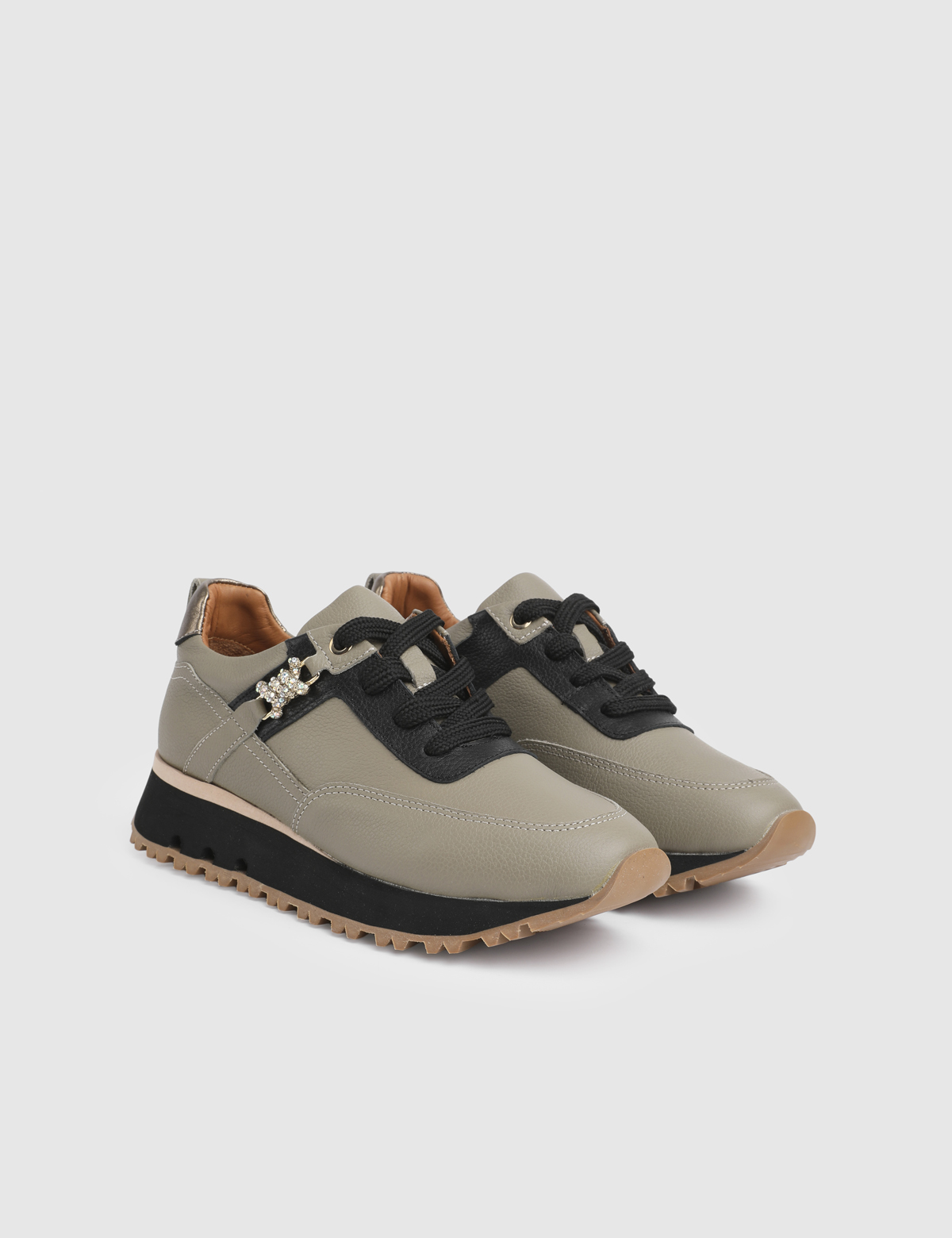 Abbey Khaki Leather Women's Sneaker