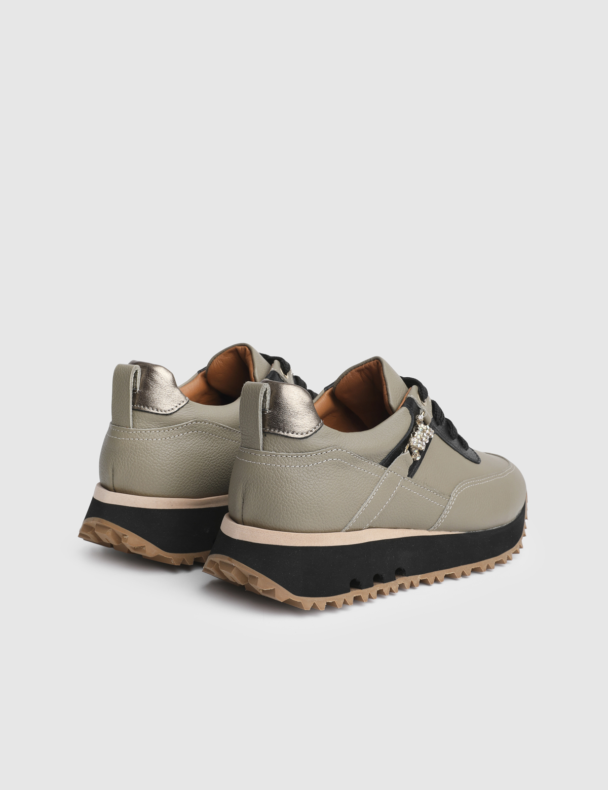 Abbey Khaki Leather Women's Sneaker