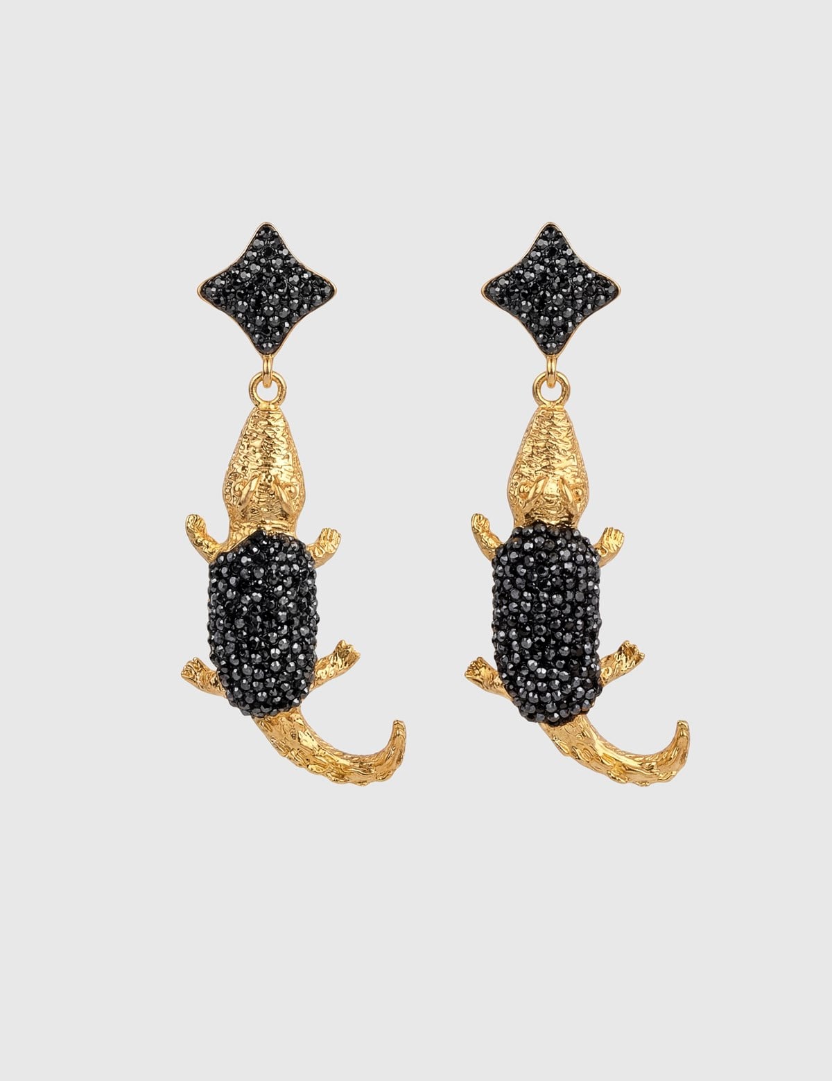 Adore Gold Women's Earrings with Anthracite Stones