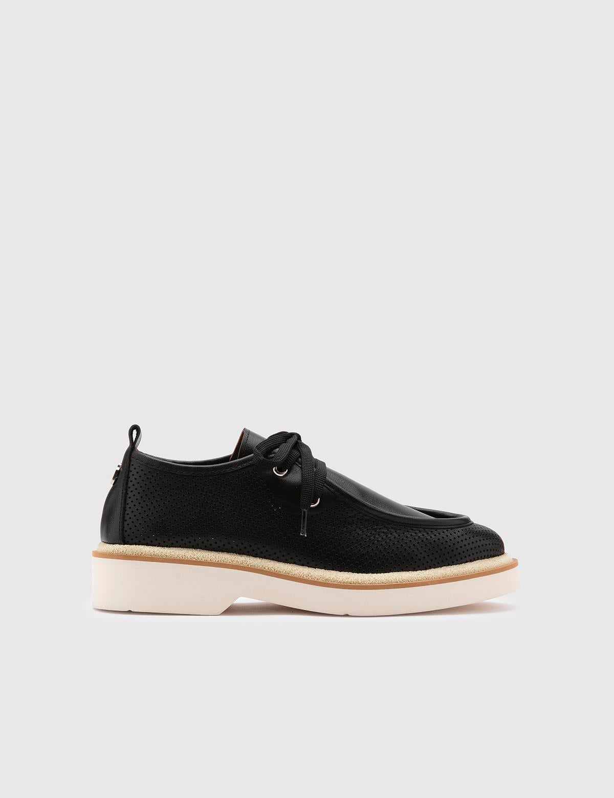 Afsana Black Leather Women's Oxford
