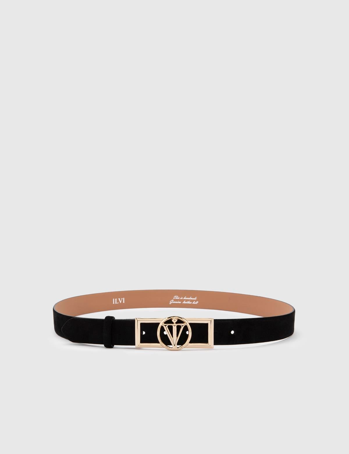 Agathe Black Suede Leather Women's Belt