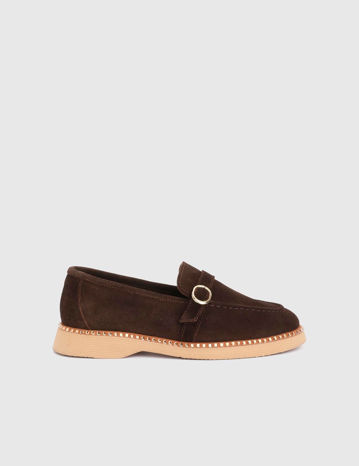 Agnese Brown Suede Leather Women's Loafer