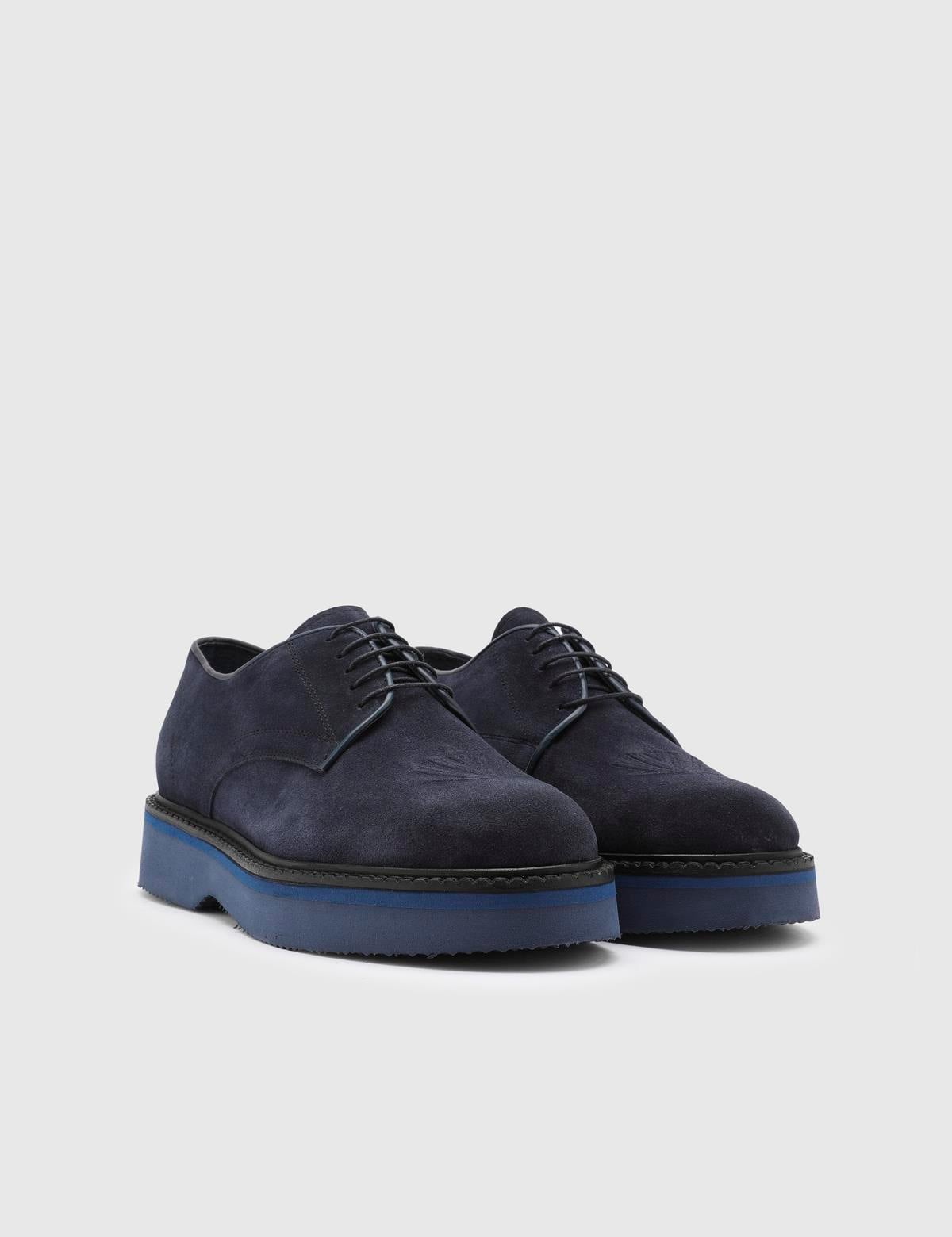 Aldin Navy Blue Suede Leather Men's Oxford
