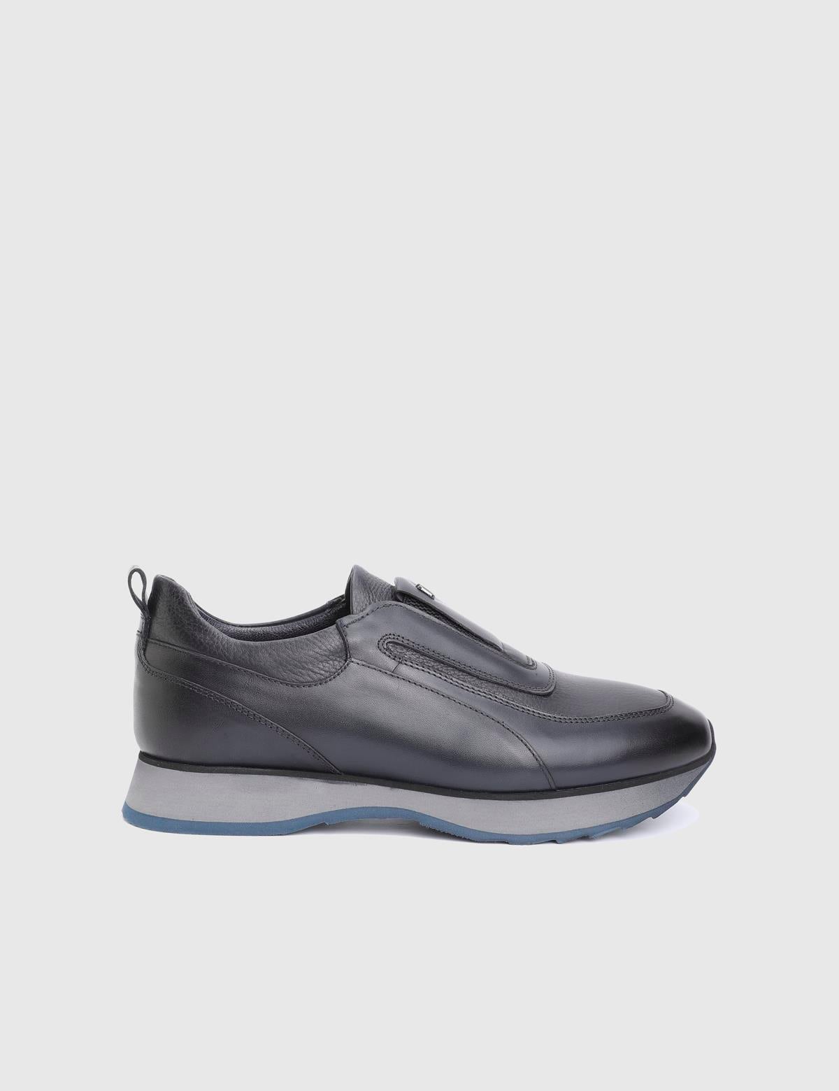 Alek Navy Blue Leather Men's Sneaker