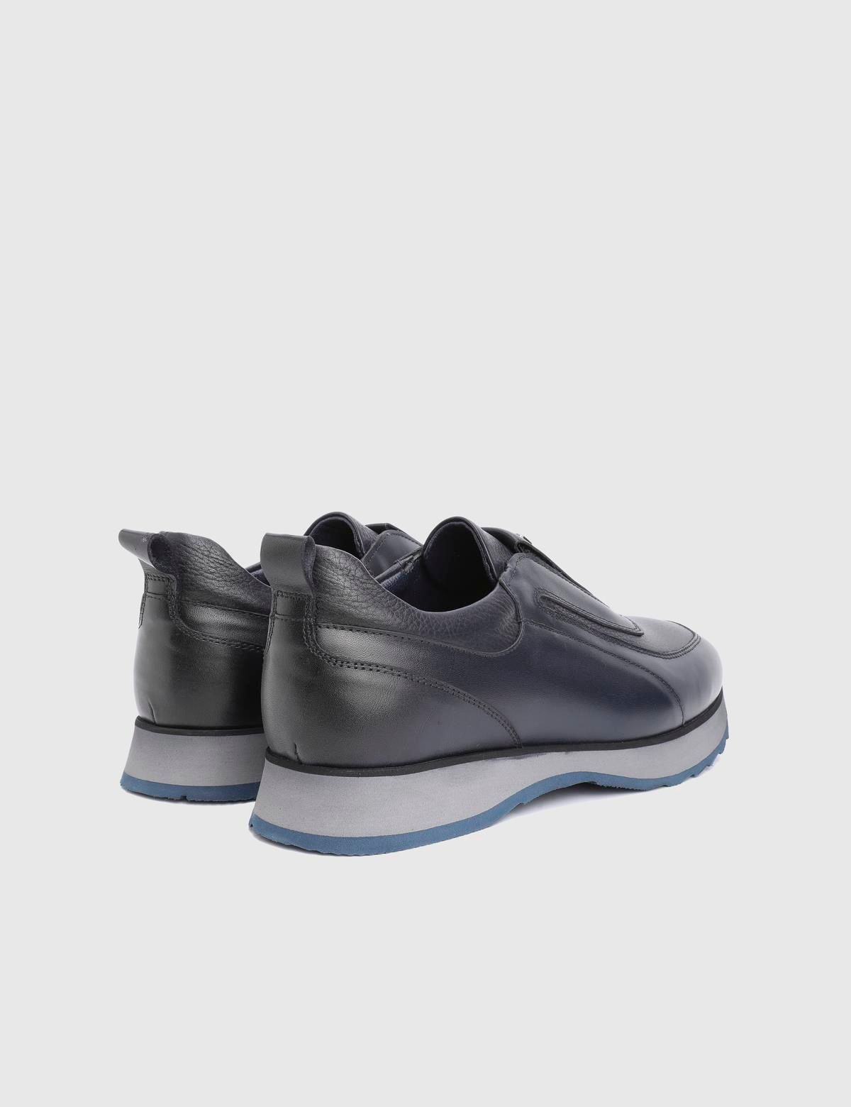 Alek Navy Blue Leather Men's Sneaker