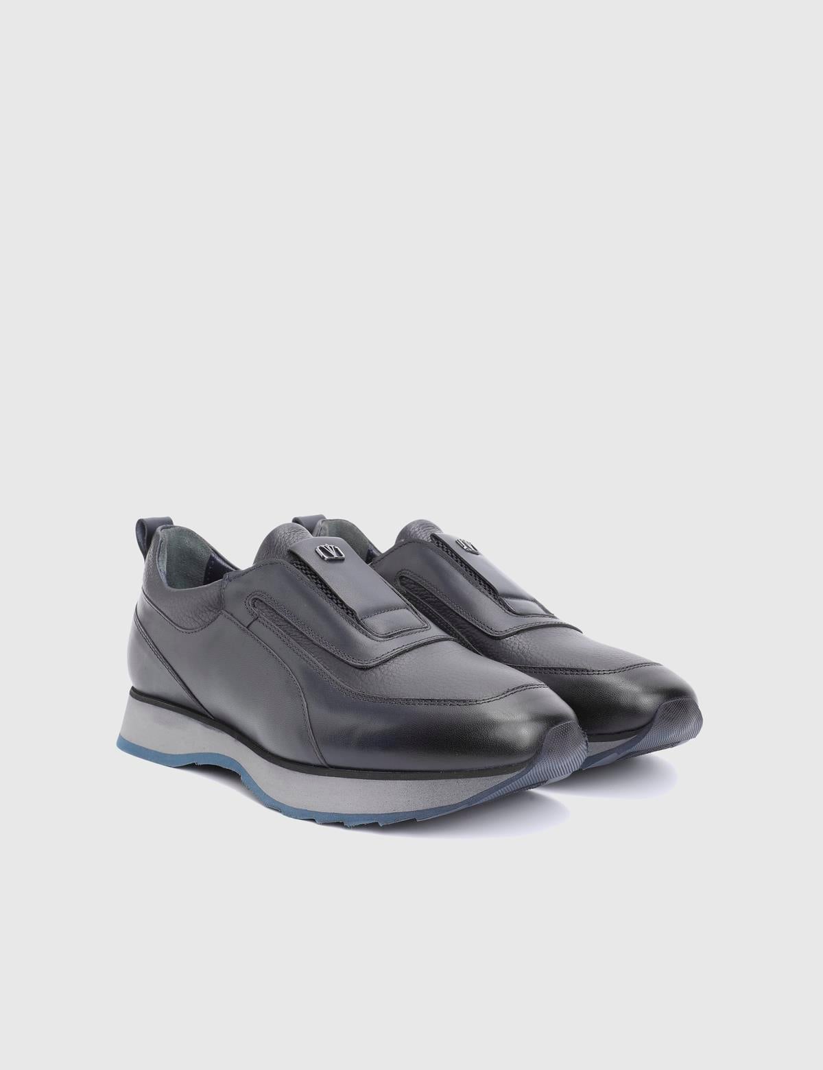Alek Navy Blue Leather Men's Sneaker